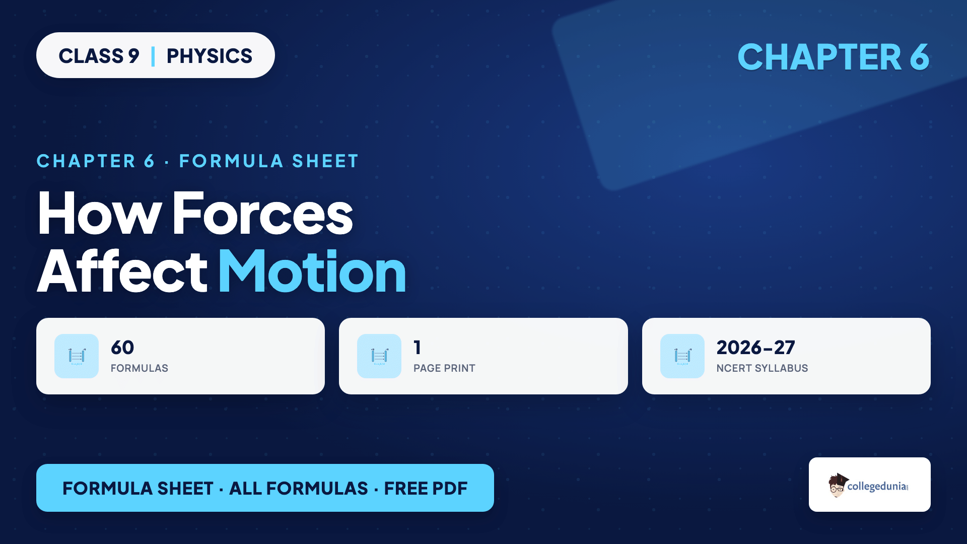 How Forces Affect Motion Class 9 Science Formula Sheet