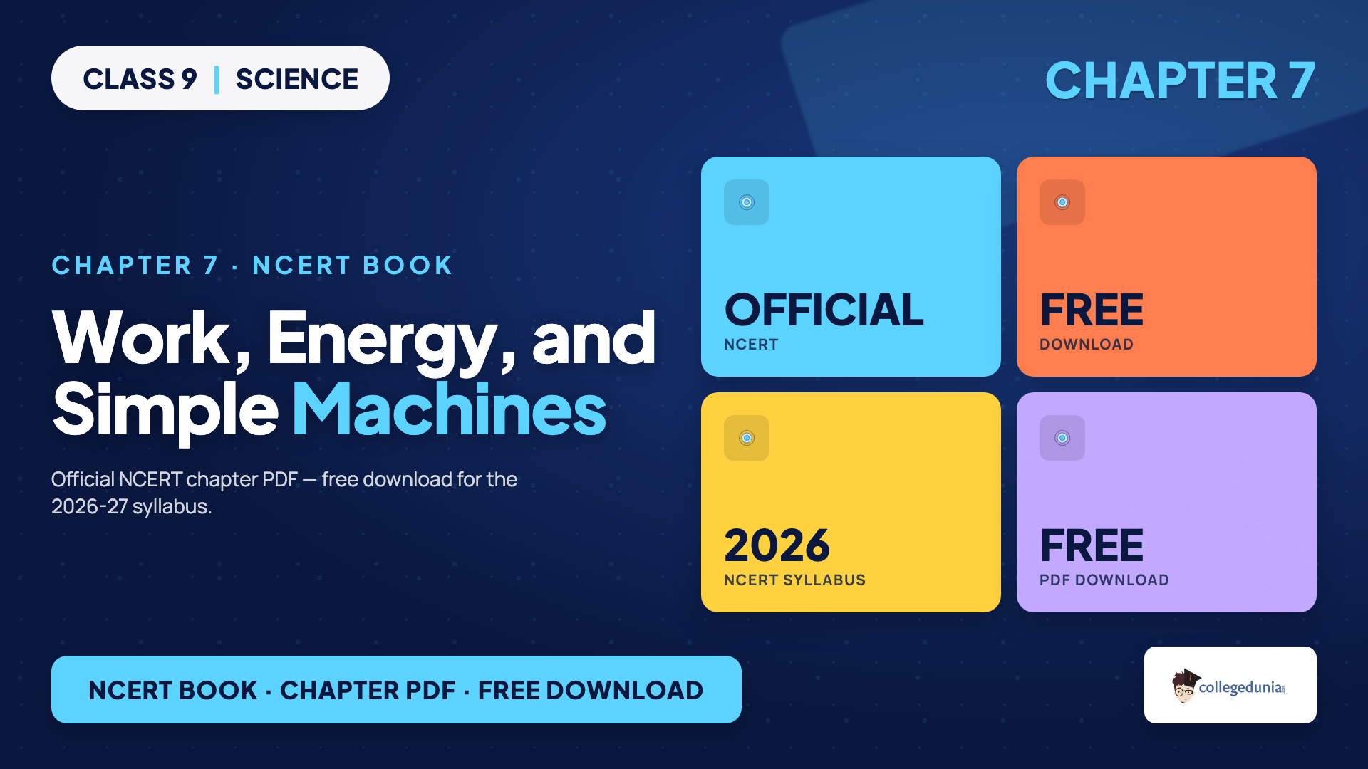 Class 9 Science NCERT Book PDF Chapter 7 Work, Energy, and Simple Machines download