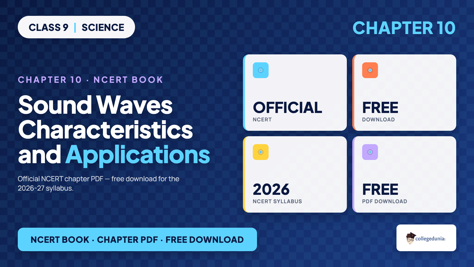 Class 9 Science NCERT Book PDF Chapter 10 Sound Waves Characteristics and Applications download
