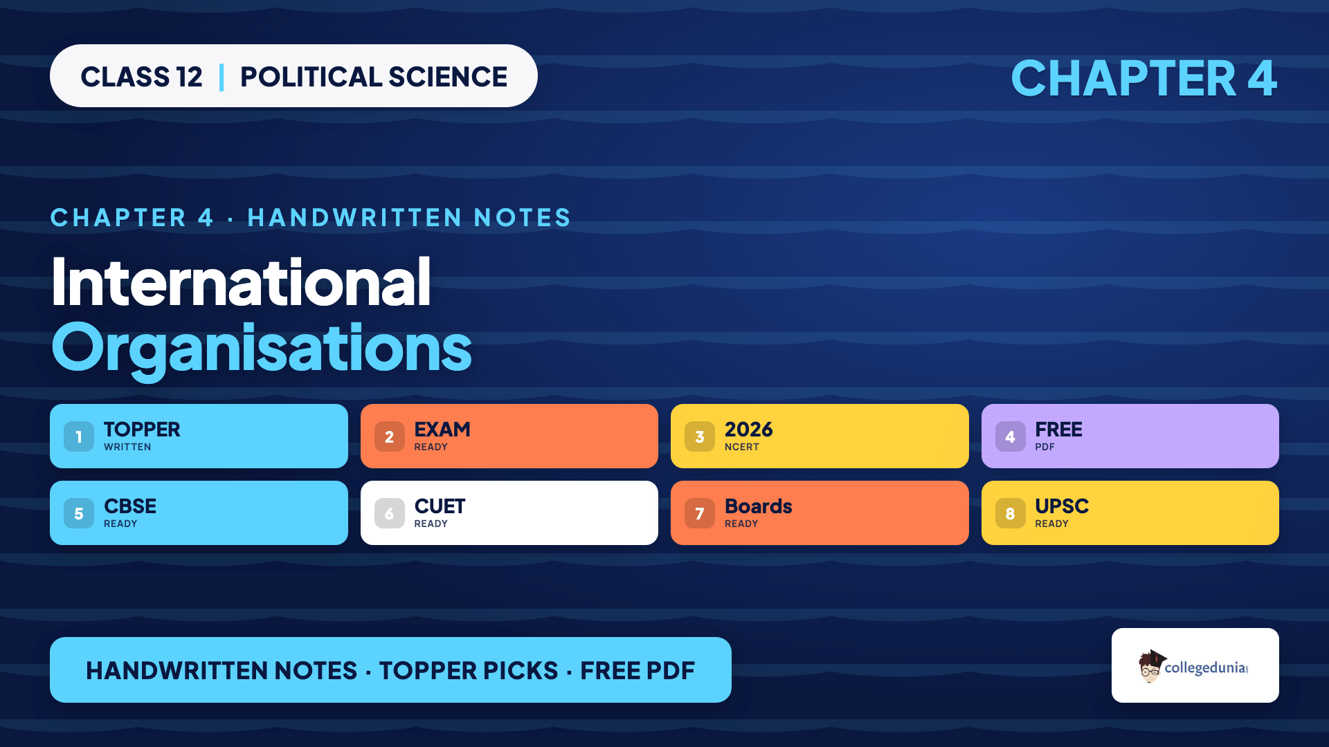 International Organisations handwritten notes for Class 12 Political Science Chapter 4 on the United Nations