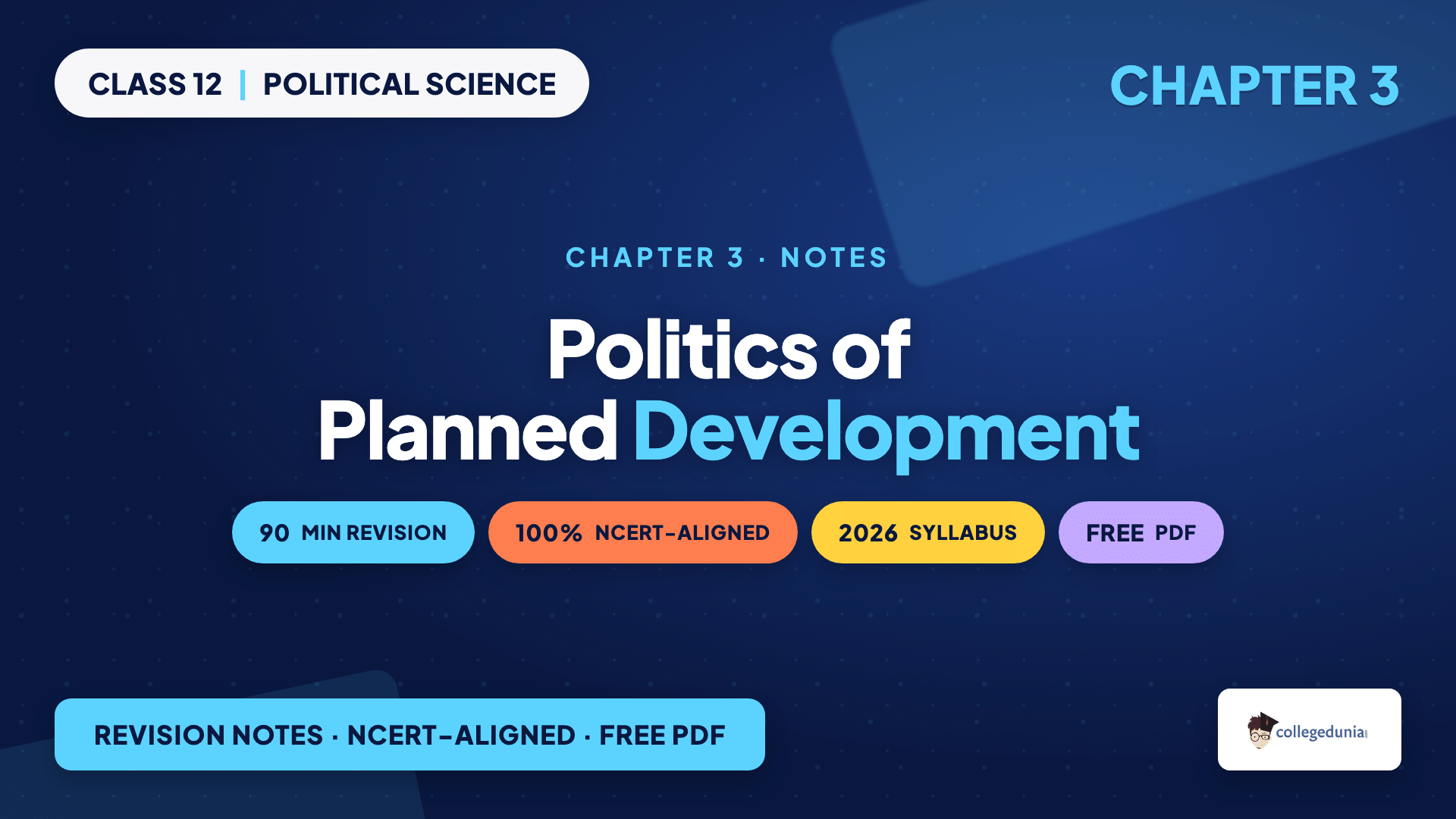Politics of Planned Development Class 12 Notes on India's Five Year Plans for Political Science Chapter 3