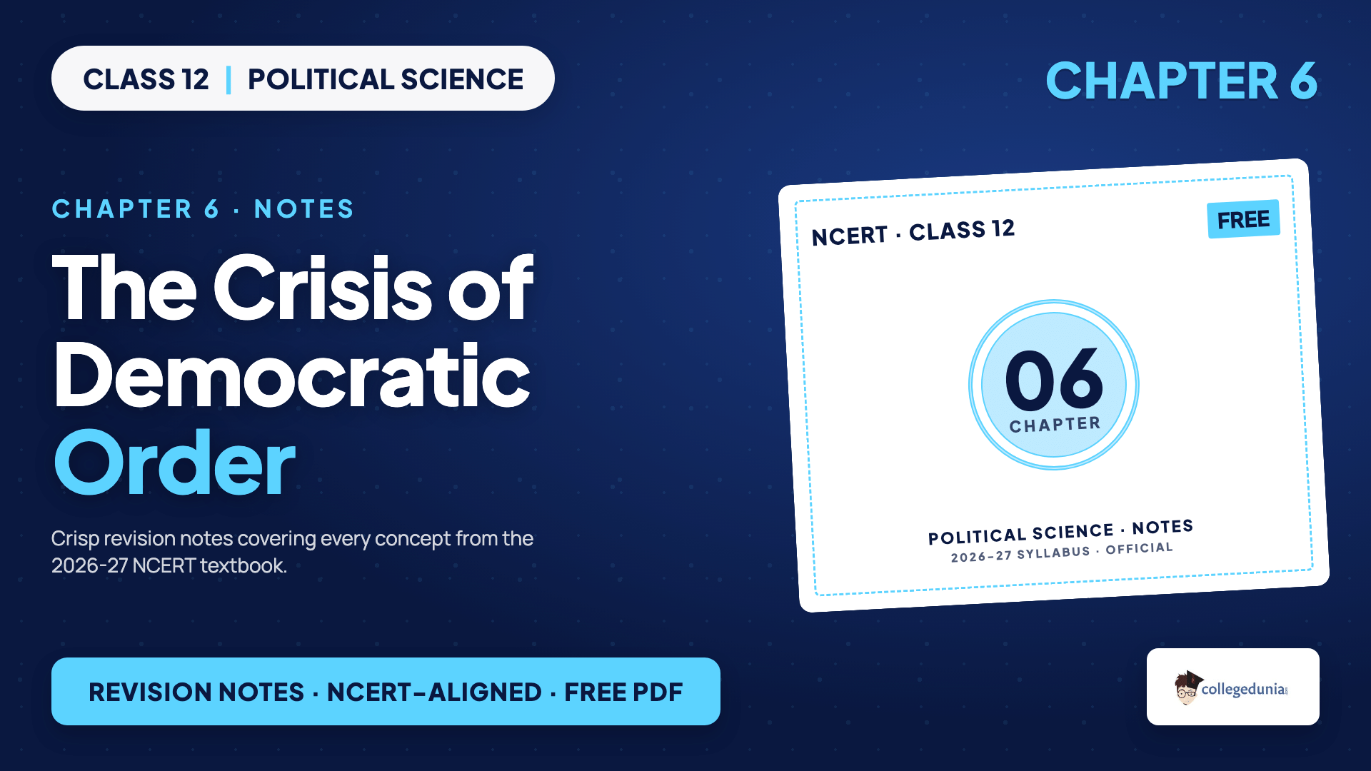 The Crisis of Democratic Order Class 12 Notes on the Emergency of 1975 to 1977 for Political Science Chapter 6