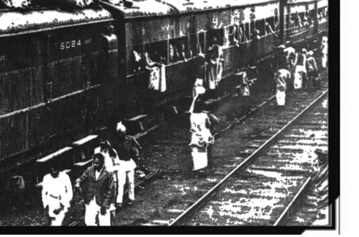 A train full of ``refugees'' in 1947. NCERT,
Politics in India Since Independence, Class 12, Chapter 1. The 1947 transfer of
about 80 lakh people across the new border was sudden and unplanned, the very
point tested by option (d).