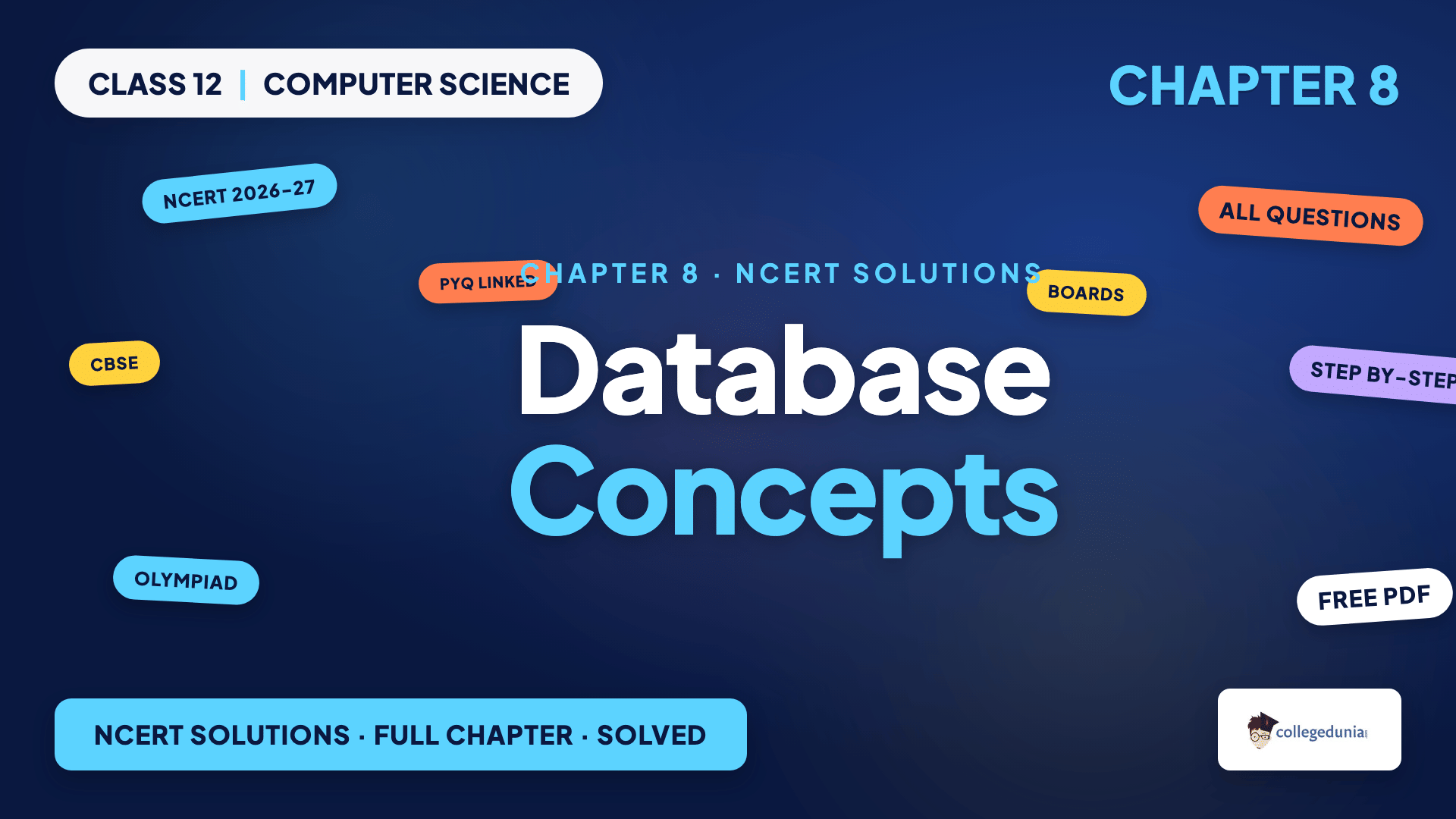 Database Concepts Class 12 Computer Science Chapter 8 NCERT Solutions