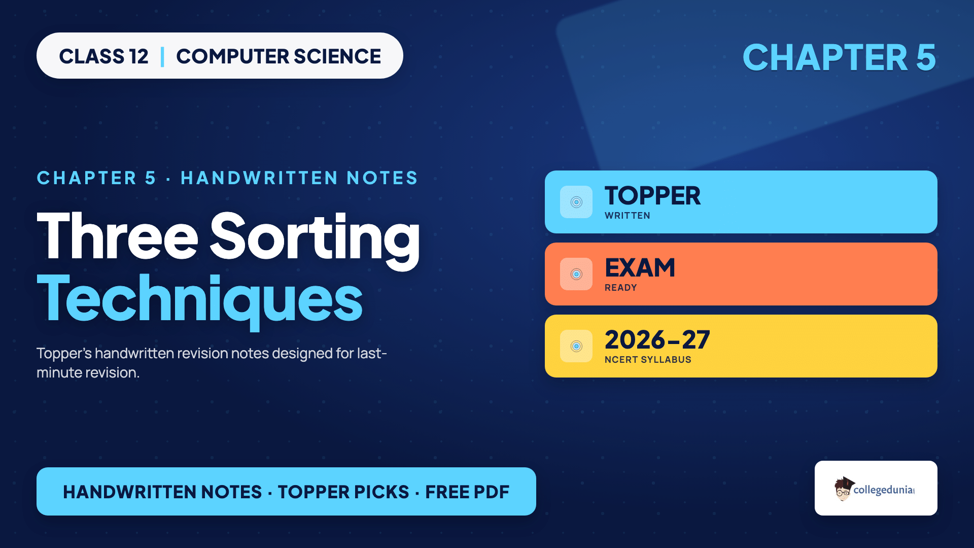 Bubble selection and insertion sort compared for Class 12 Computer Science Chapter 5 Sorting handwritten notes