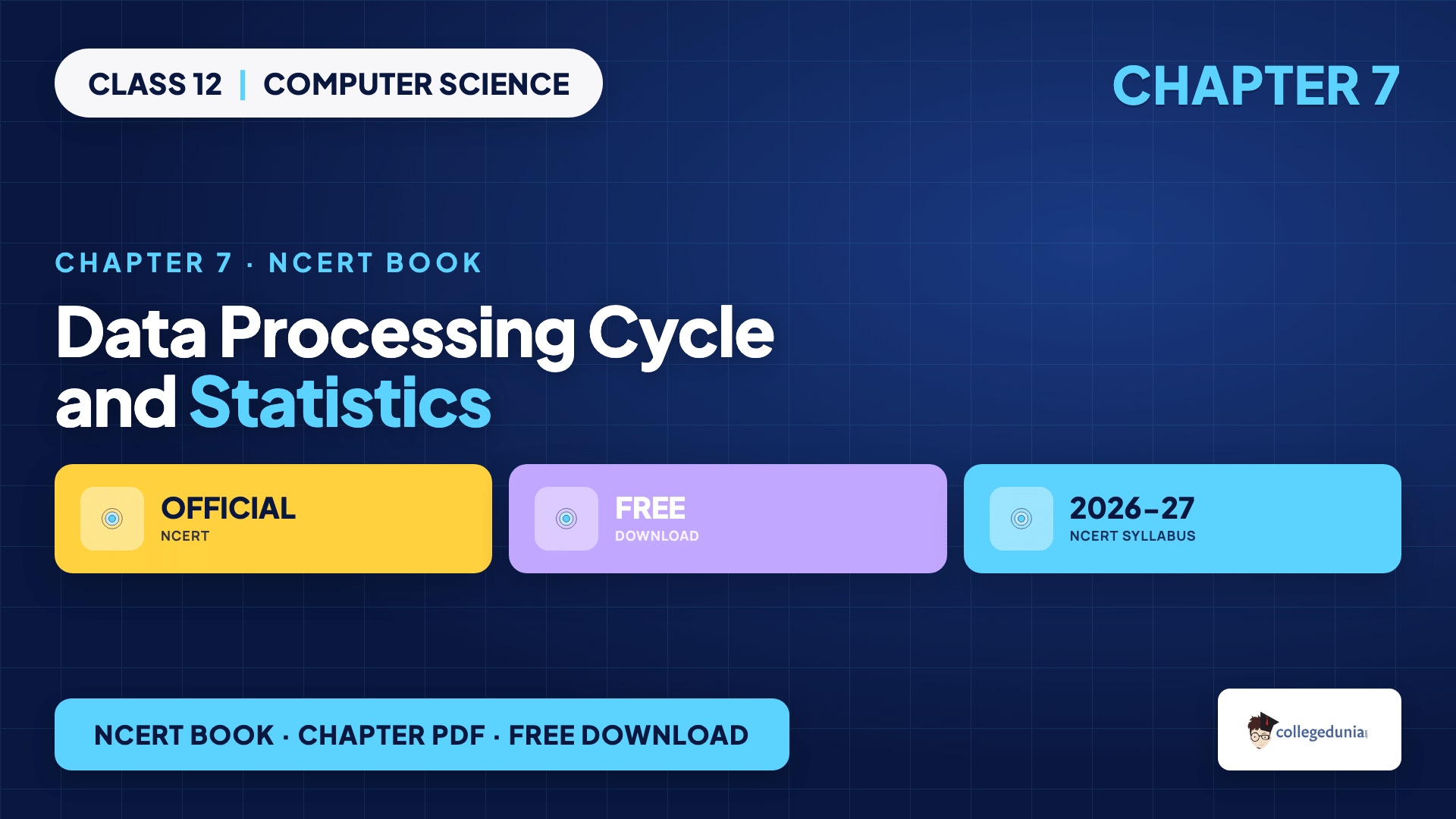Data processing cycle and statistical measures in the Class 12 Computer Science NCERT Book Chapter 7
