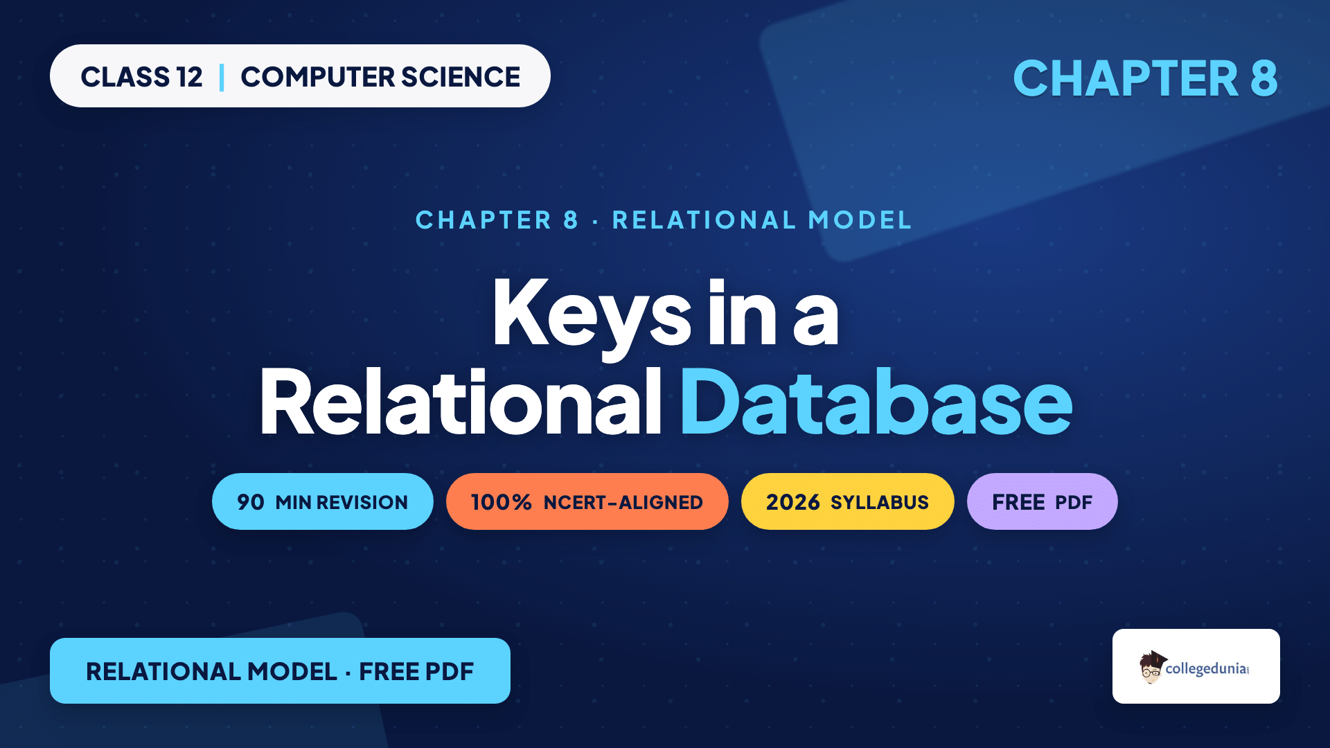 Keys in a relational database in the Class 12 Computer Science NCERT Book Chapter 8 Database Concepts