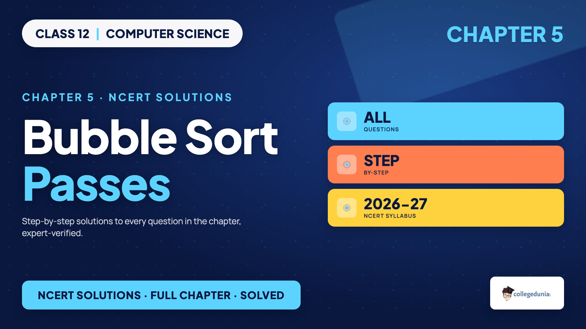 Bubble sort passes for Class 12 Computer Science Chapter 5 Sorting