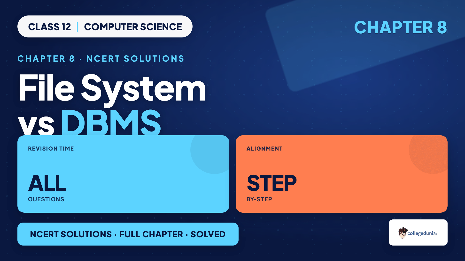 File system versus DBMS comparison for Class 12 Computer Science Chapter 8 Database Concepts