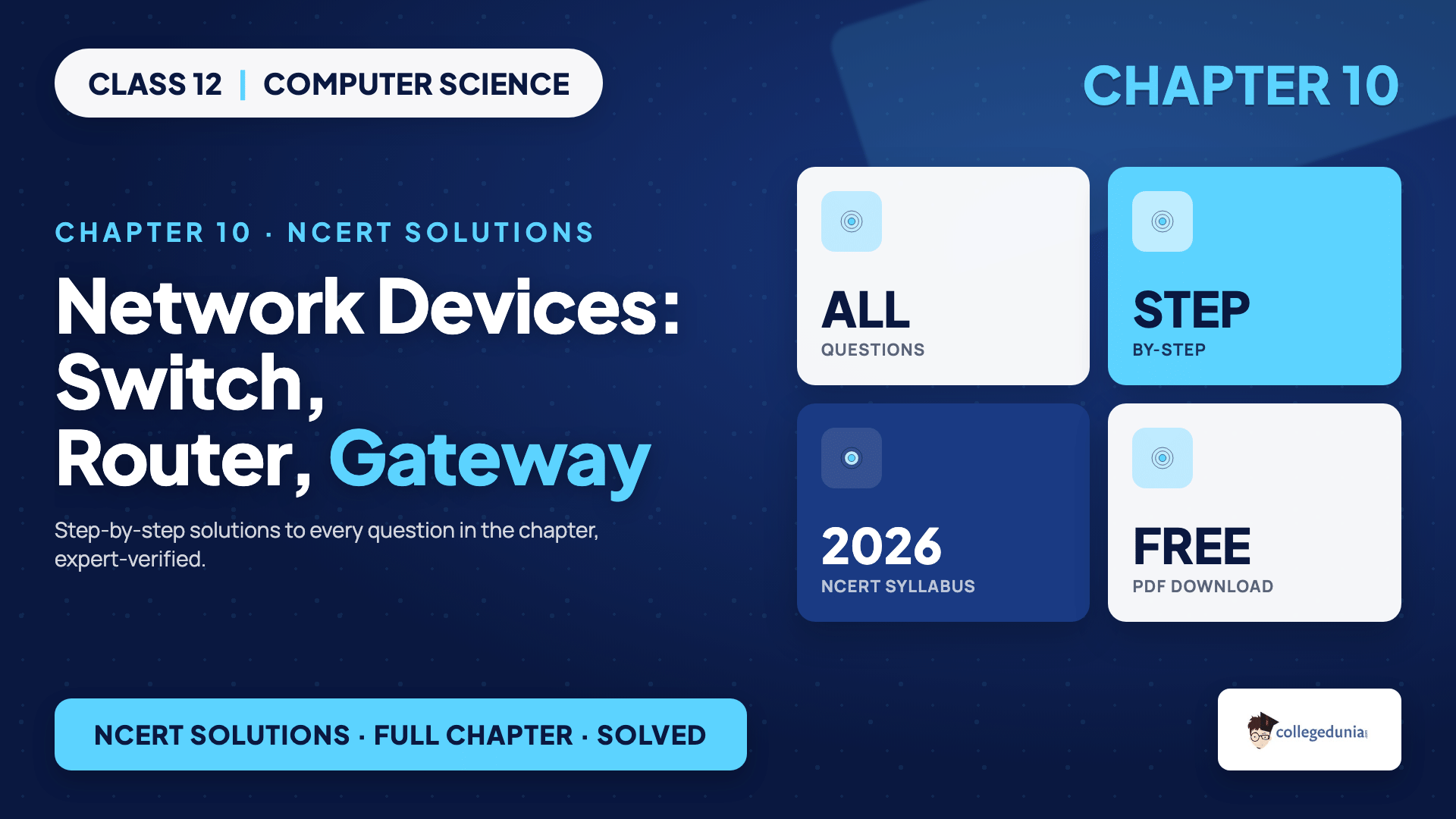 Network devices switch router gateway modem NIC by their job for Class 12 Computer Science
