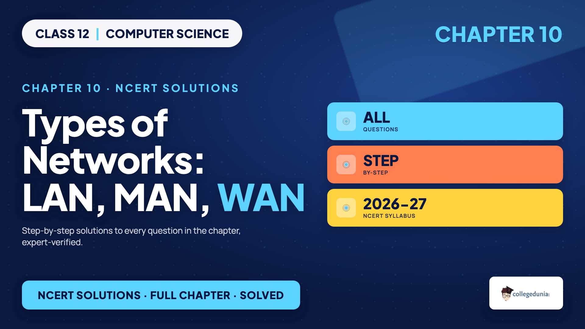 Types of networks LAN MAN WAN by area covered for Class 12 Computer Science Chapter 10