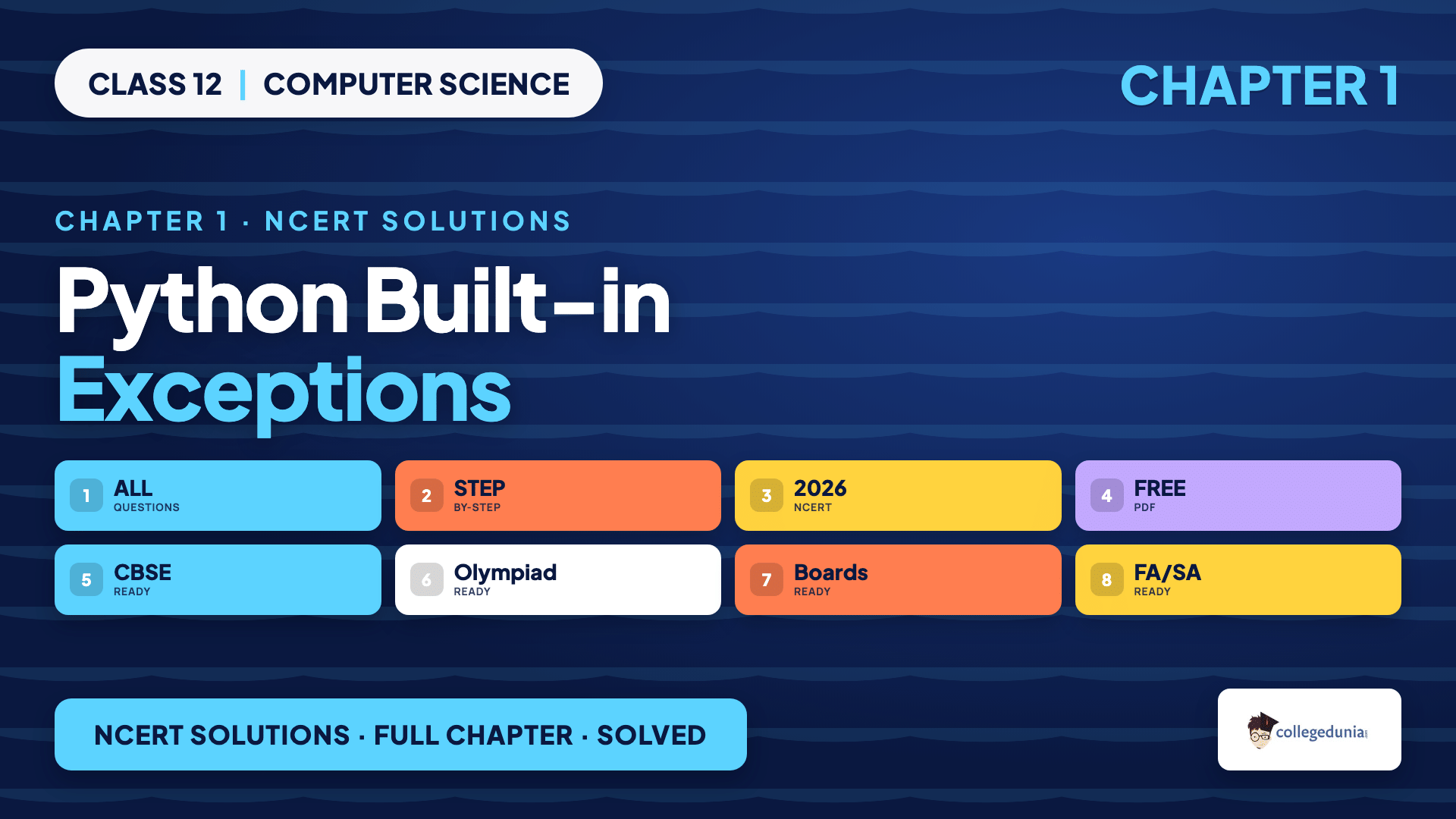 Python built-in exceptions ValueError ZeroDivisionError NameError ImportError for Class 12 Computer Science Chapter 1