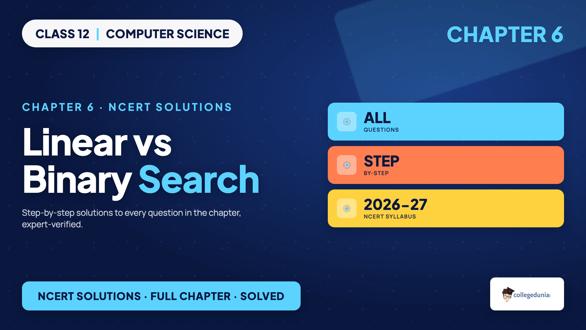 Linear search versus binary search on a sorted list for Class 12 Computer Science Chapter 6