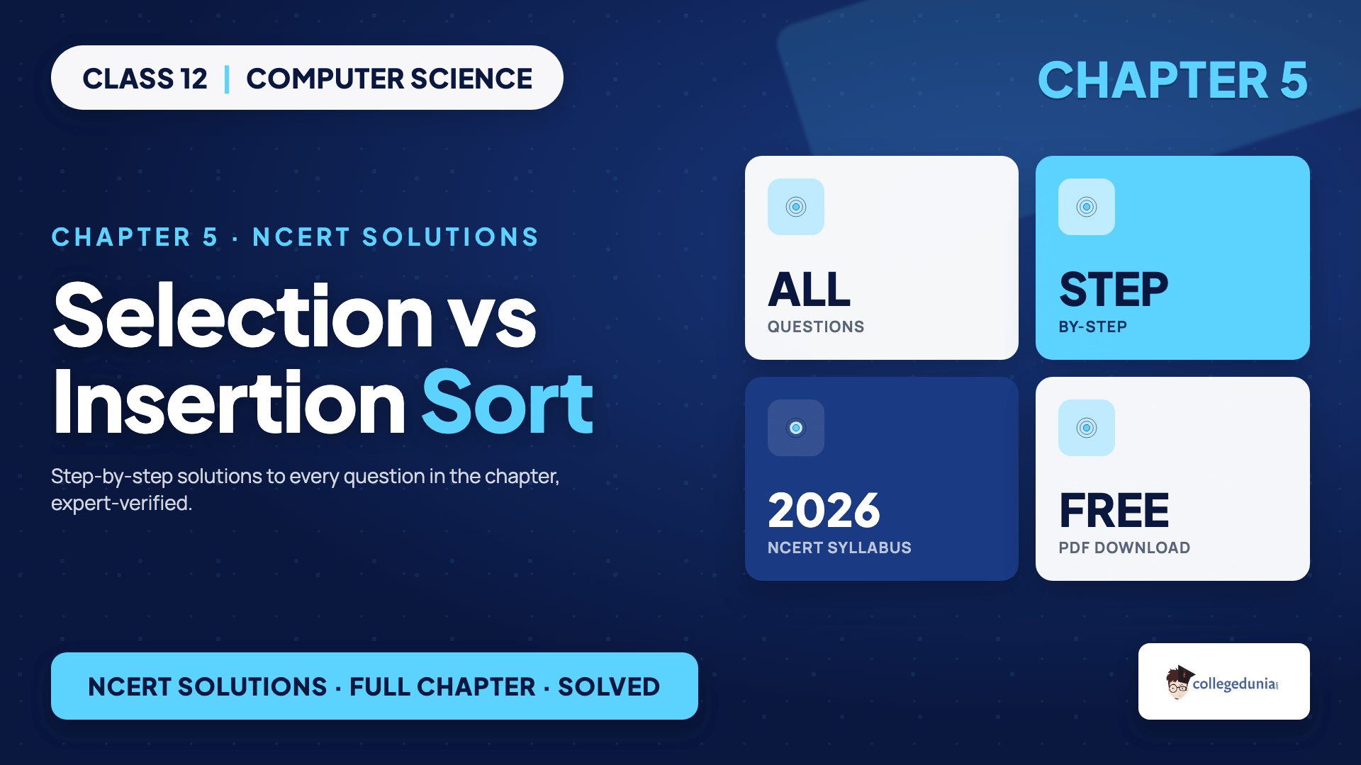 Selection sort and insertion sort compared for Class 12 Computer Science