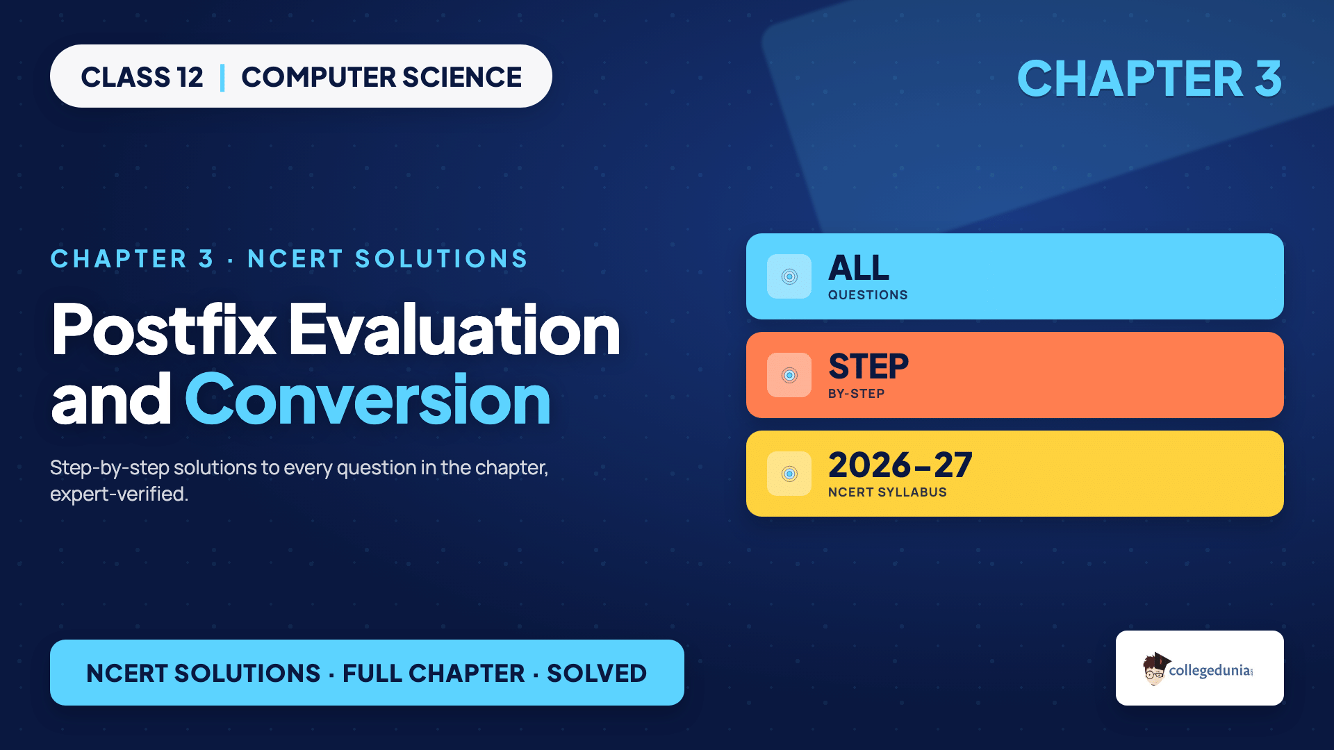 Postfix evaluation and infix to postfix conversion using a stack for Class 12 Computer Science