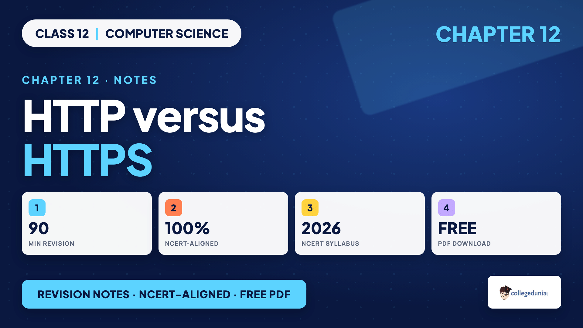 HTTP versus HTTPS comparison for Class 12 Computer Science Chapter 12 Notes