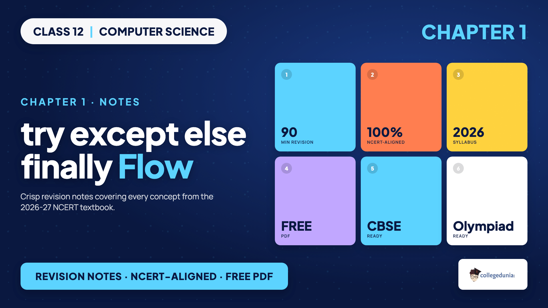 try except else finally execution flow in Python for Class 12 Computer Science Chapter 1 Notes