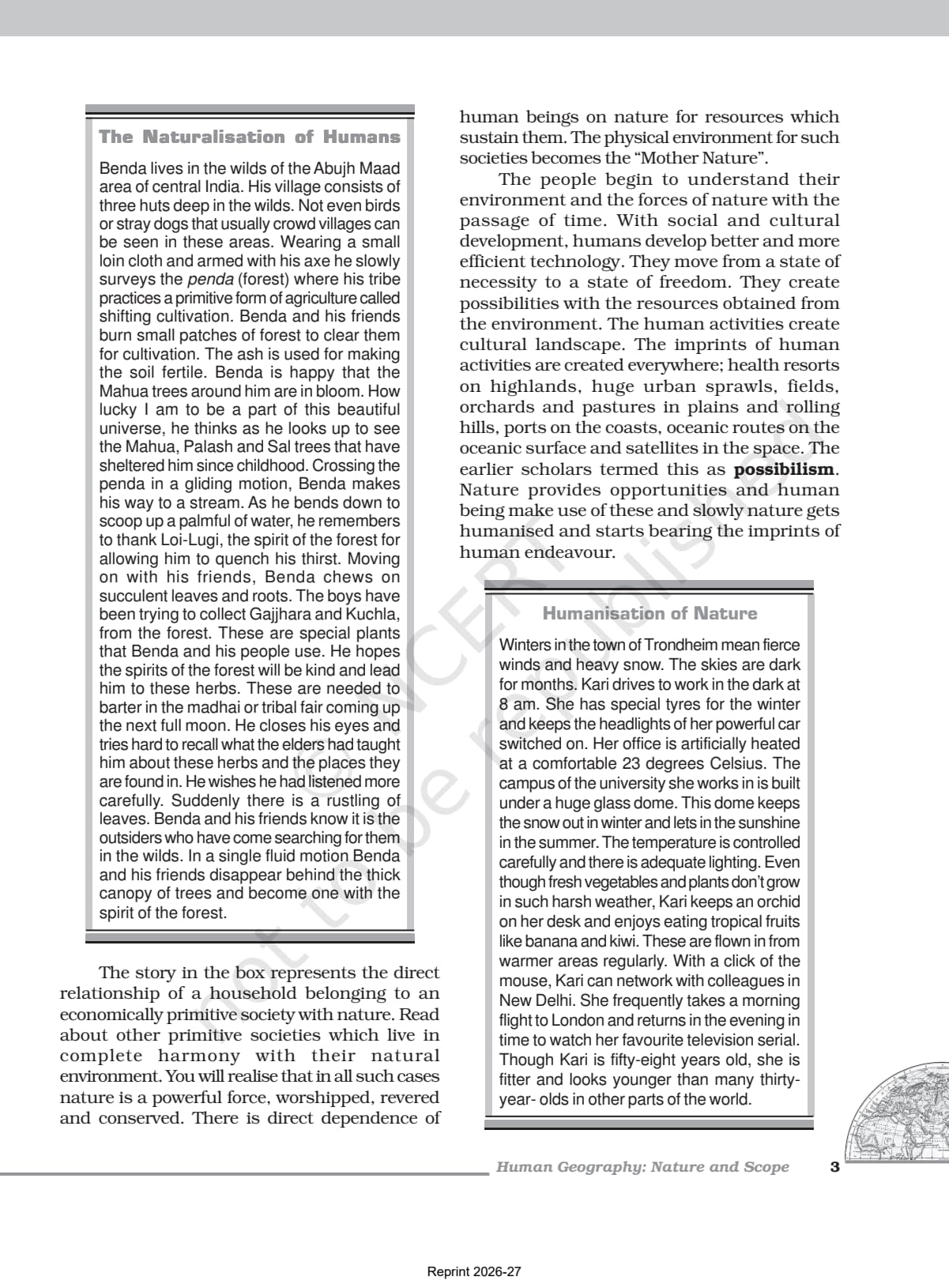 Human Geography Nature and Scope Class 12 NCERT Book page 3