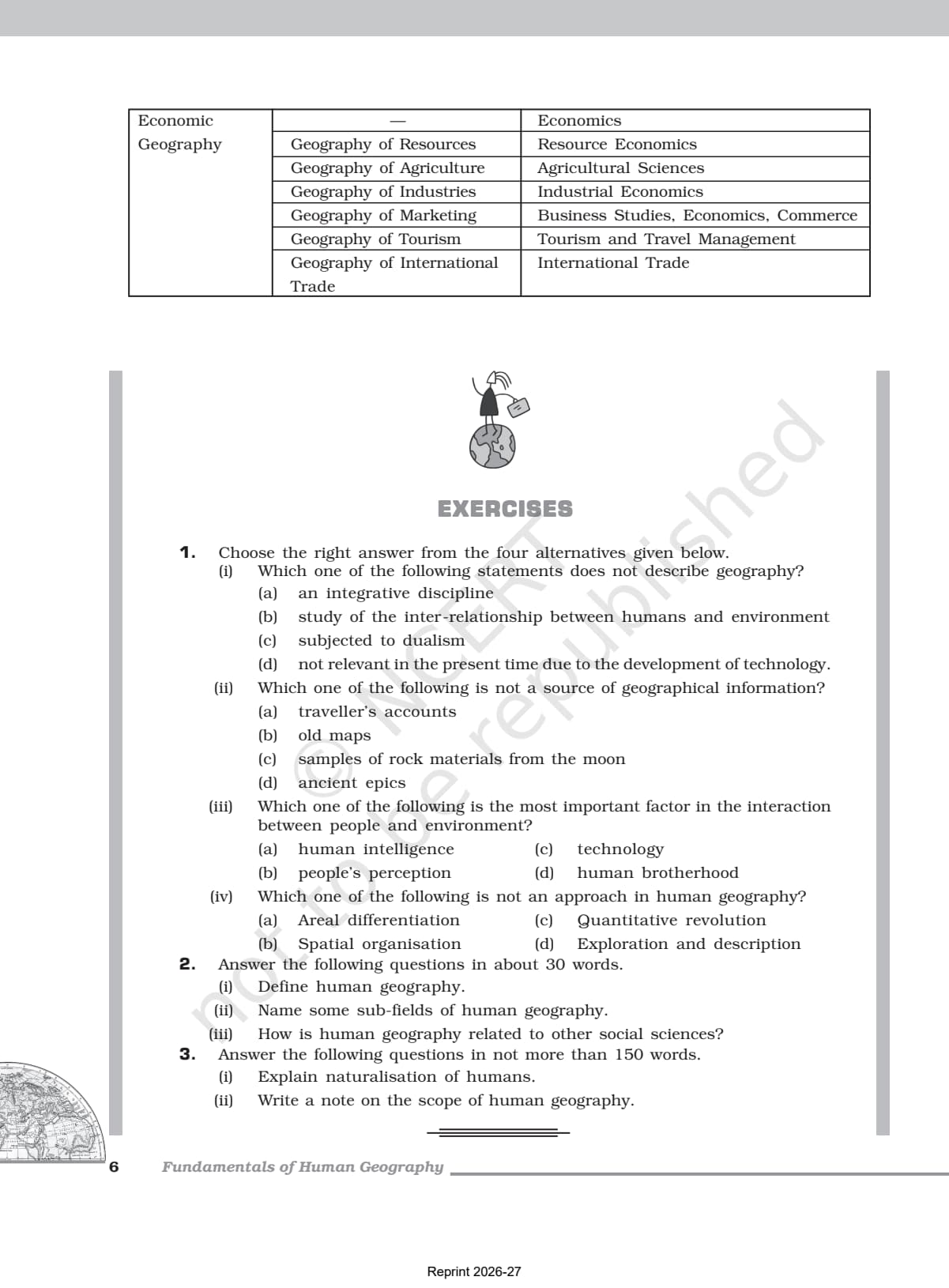Human Geography Nature and Scope Class 12 NCERT Book page 6