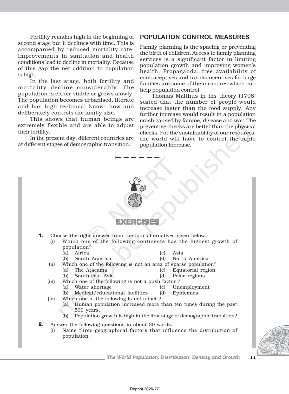 World Population Distribution Density and Growth Class 12 NCERT Book page 5