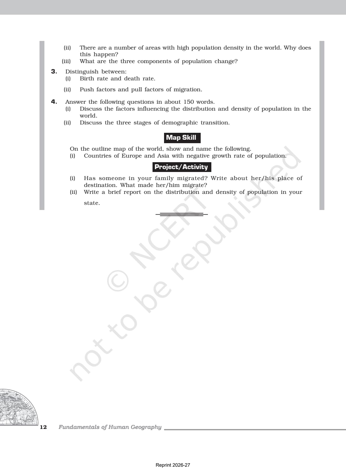 World Population Distribution Density and Growth Class 12 NCERT Book page 6