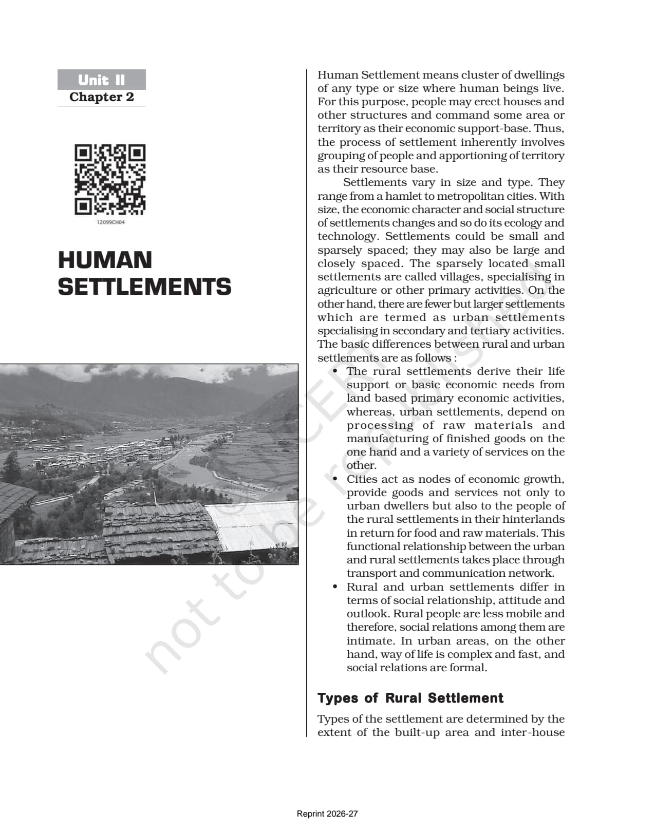 Human Settlements Class 12 NCERT Book page 1