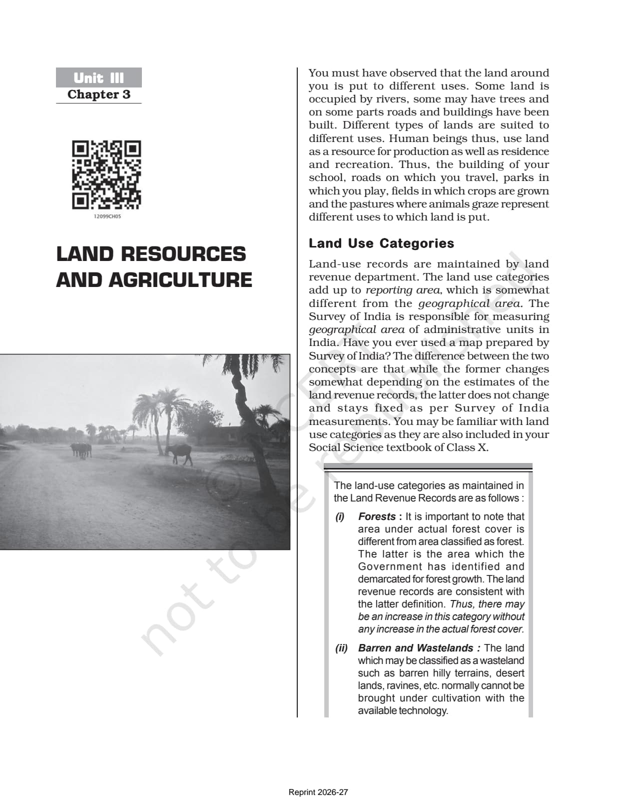 Land Resources and Agriculture Class 12 NCERT Book page 1