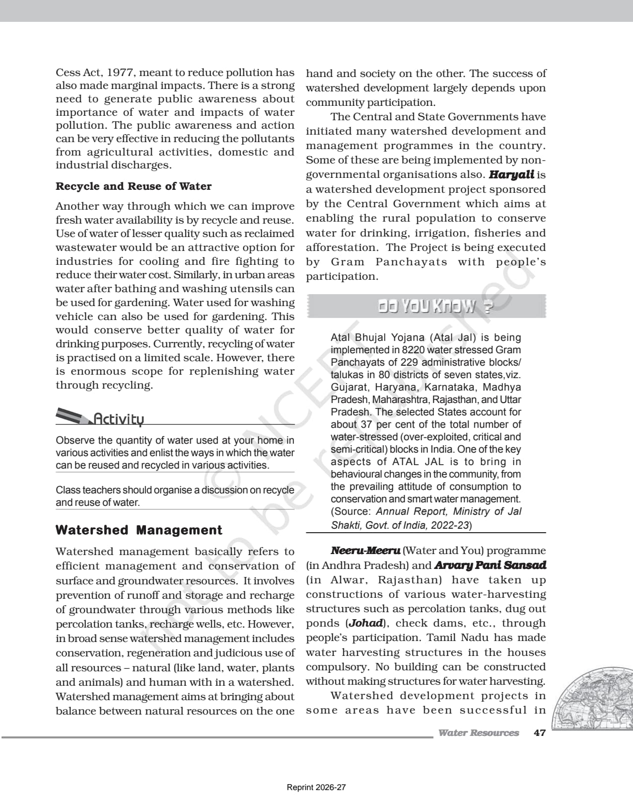 Water Resources Class 12 NCERT Book page 7
