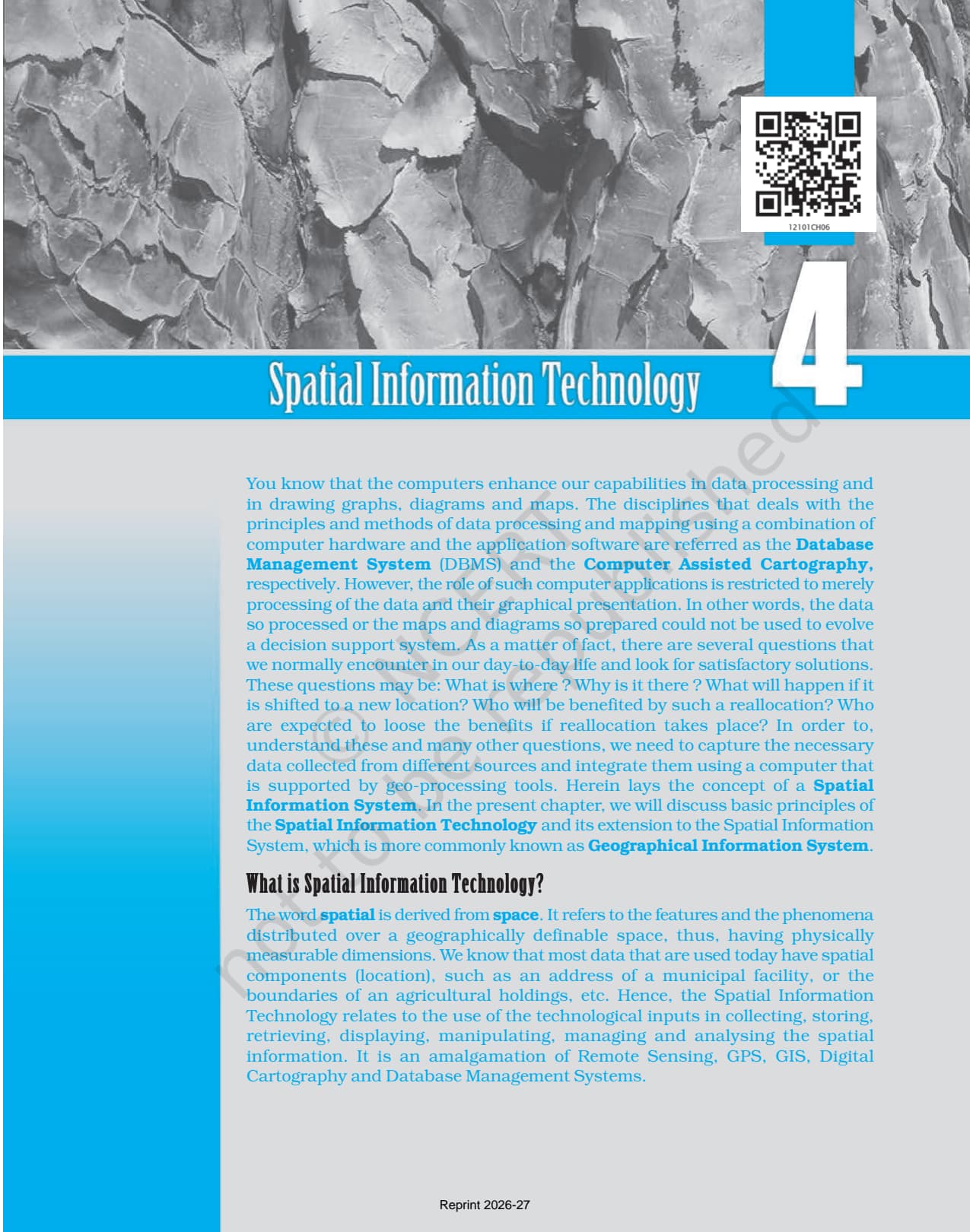 Spatial Information Technology Class 12 NCERT Book page 1