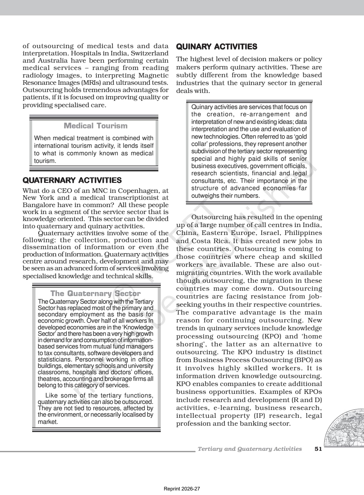 Tertiary and Quaternary Activities Class 12 NCERT Book page 7