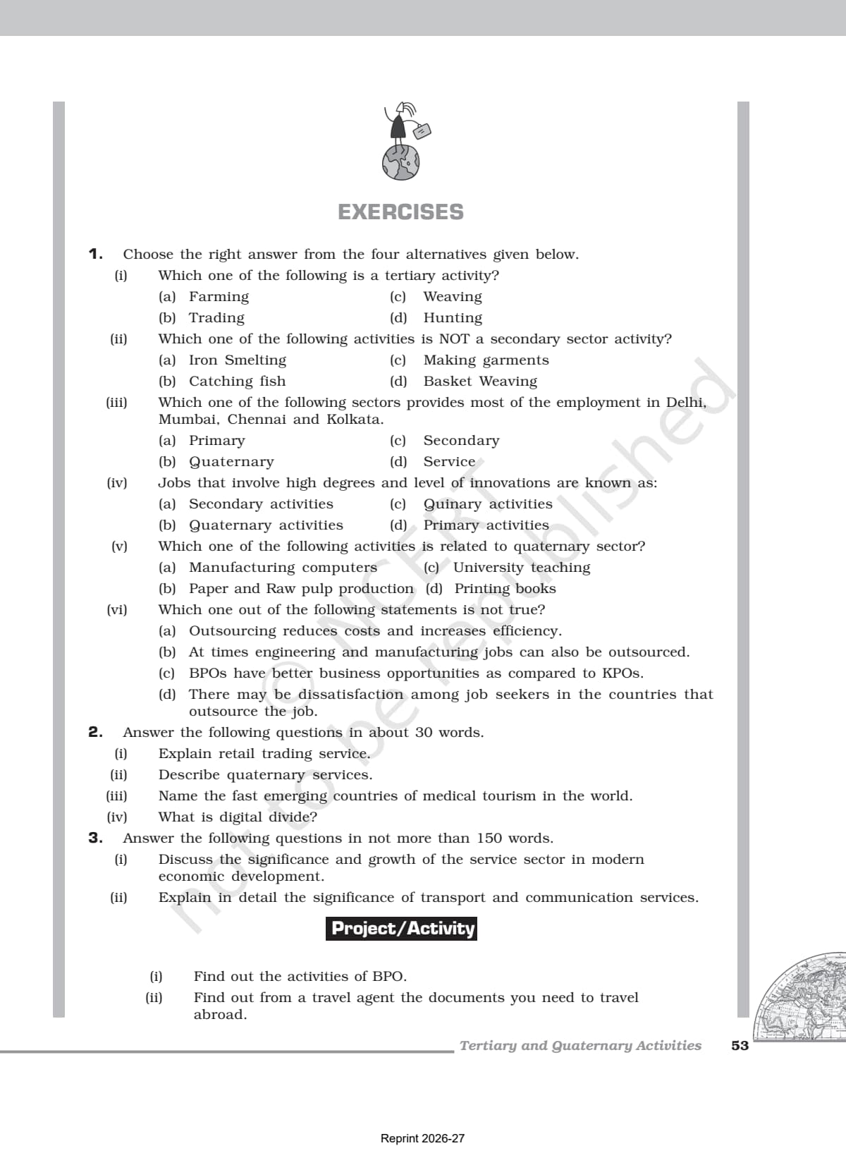 Tertiary and Quaternary Activities Class 12 NCERT Book page 9