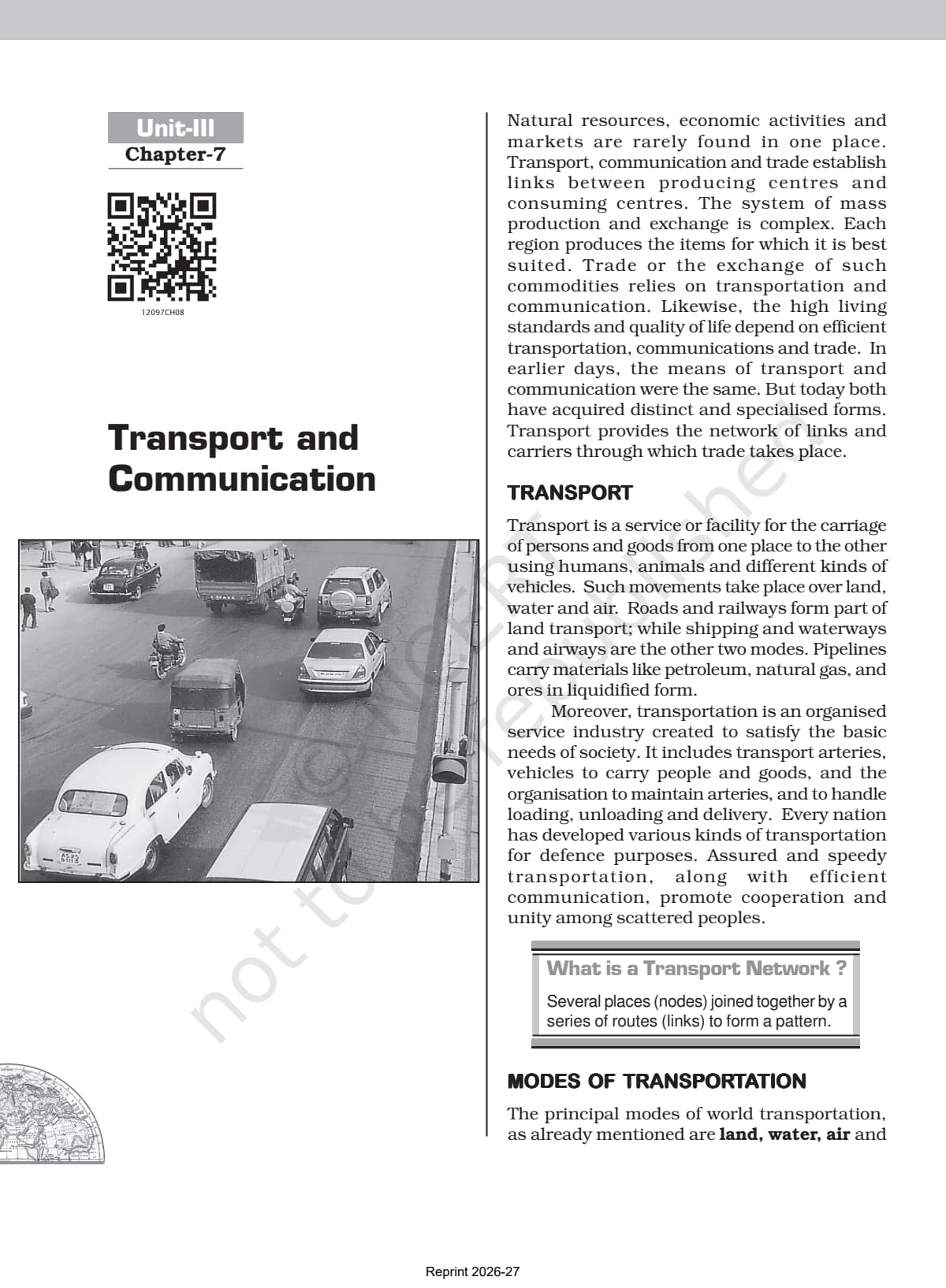 Transport and Communication Class 12 NCERT Book page 1