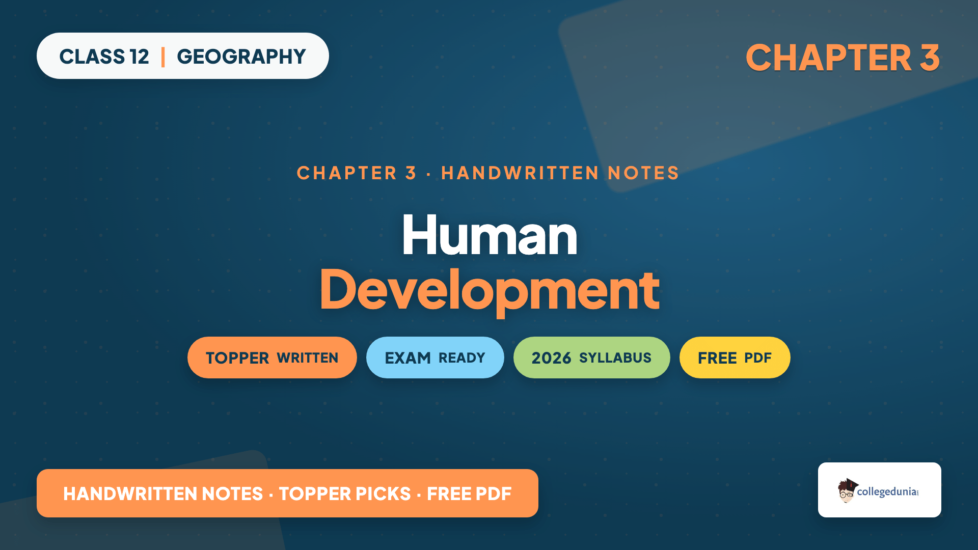 Class 12 Geography Chapter 3 Human Development Handwritten Notes