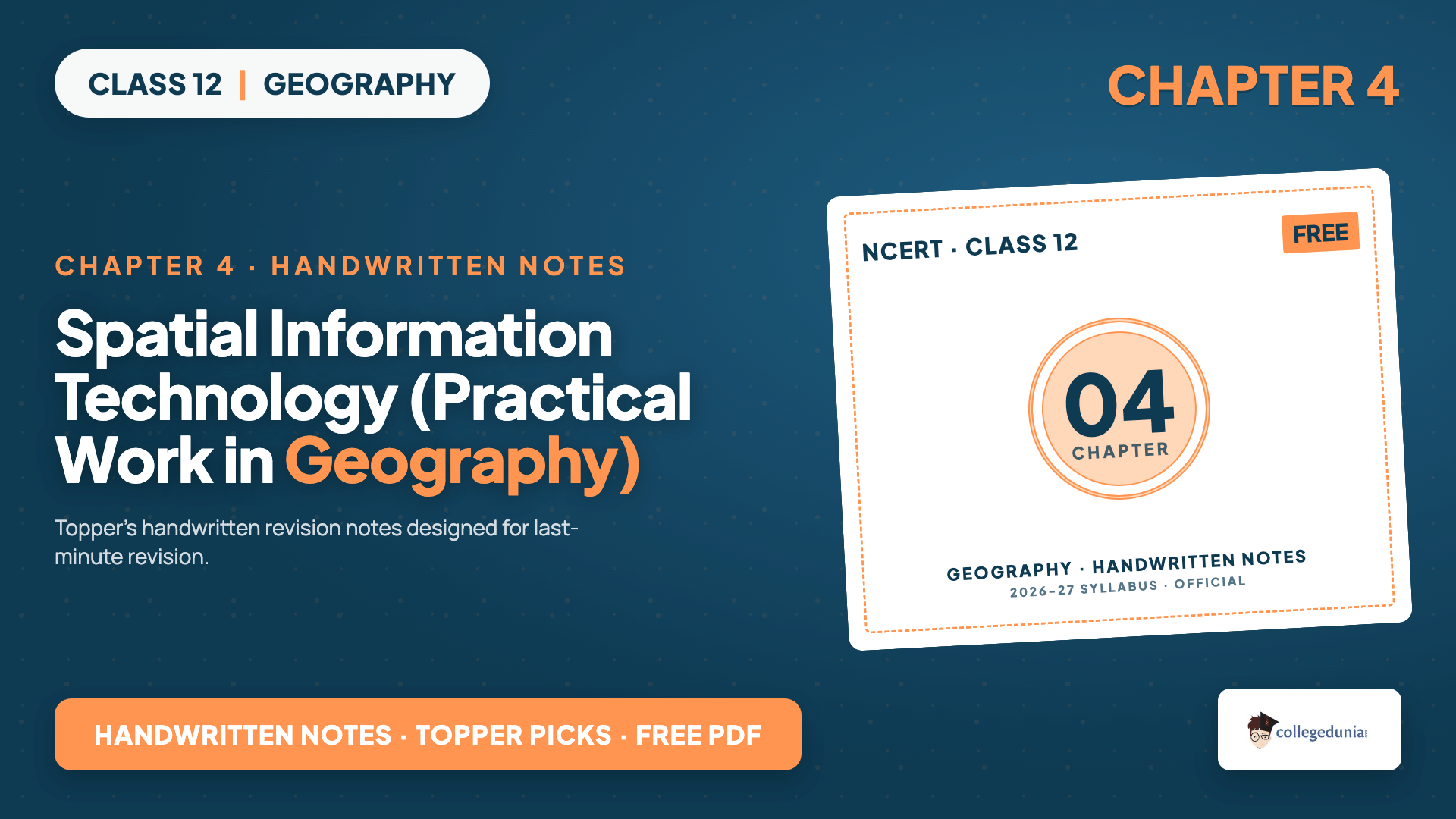 Class 12 Geography Chapter 4 Spatial Information Technology Handwritten Notes