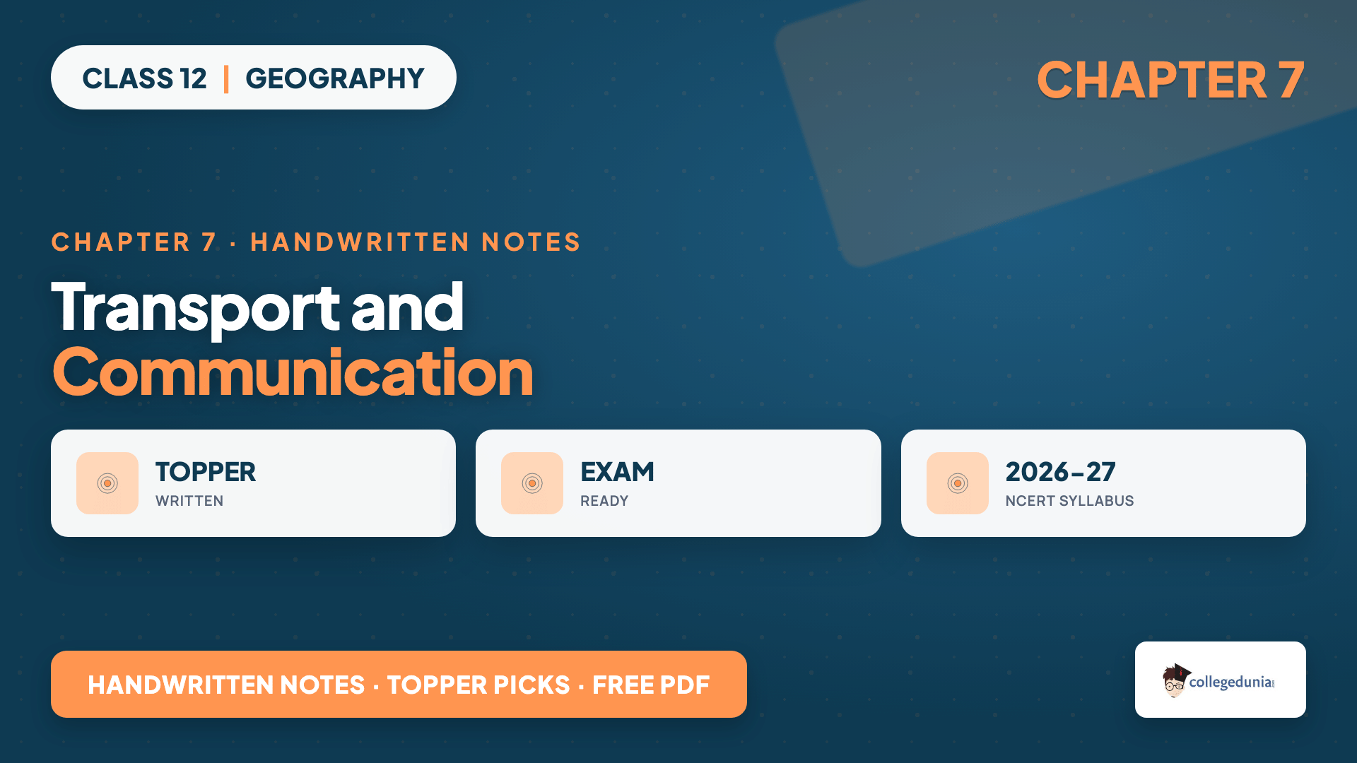 Class 12 Geography Chapter 7 Transport and Communication Handwritten Notes