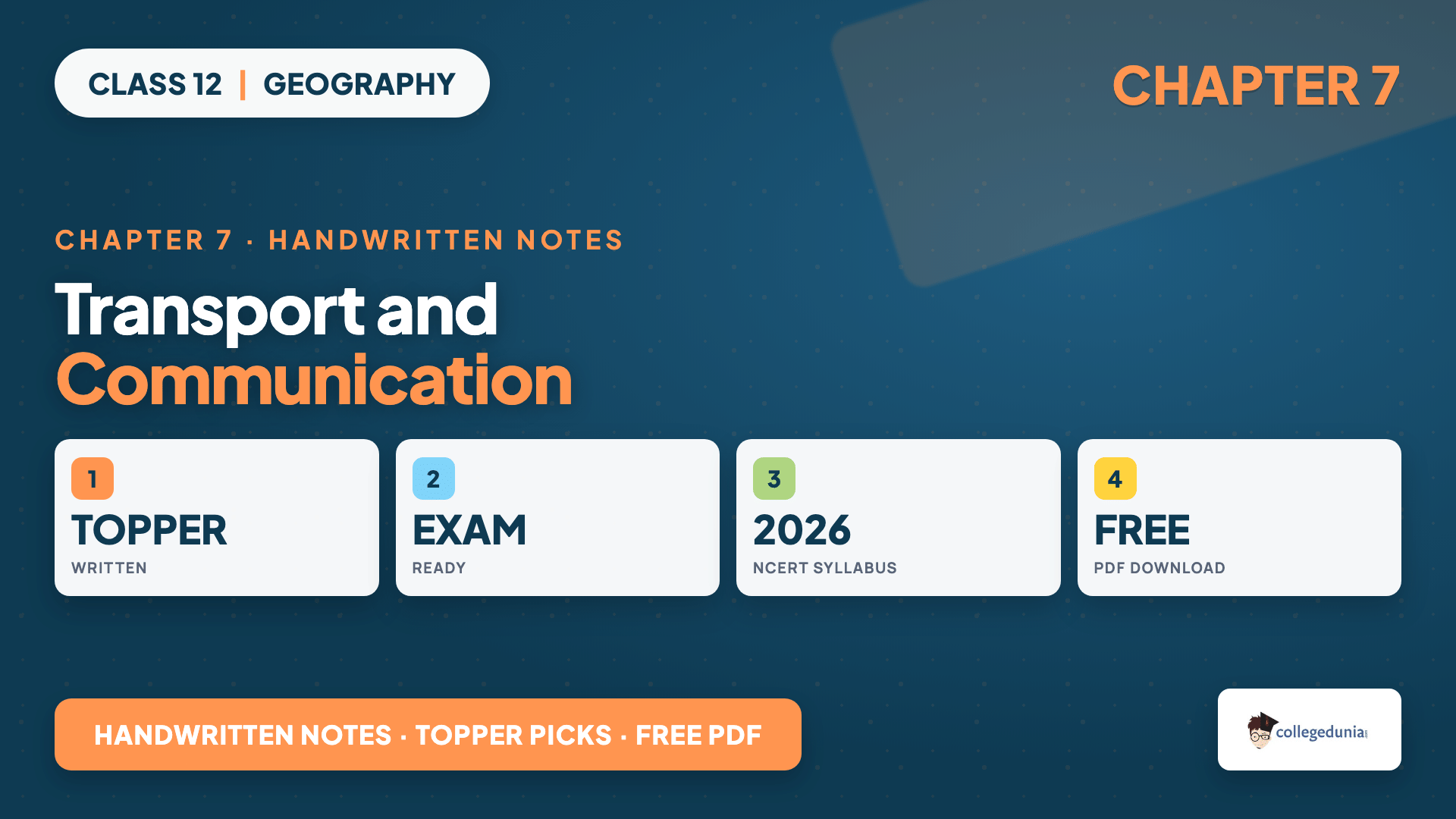 Class 12 Geography Chapter 7 Transport and Communication Handwritten Notes