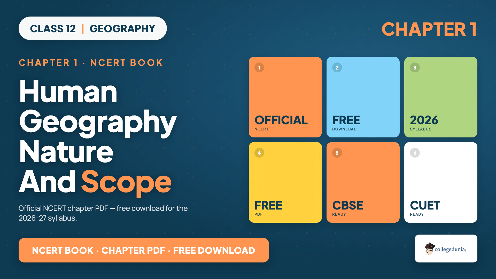 Class 12 Geography Chapter 1 Human Geography Nature and Scope NCERT Book PDF