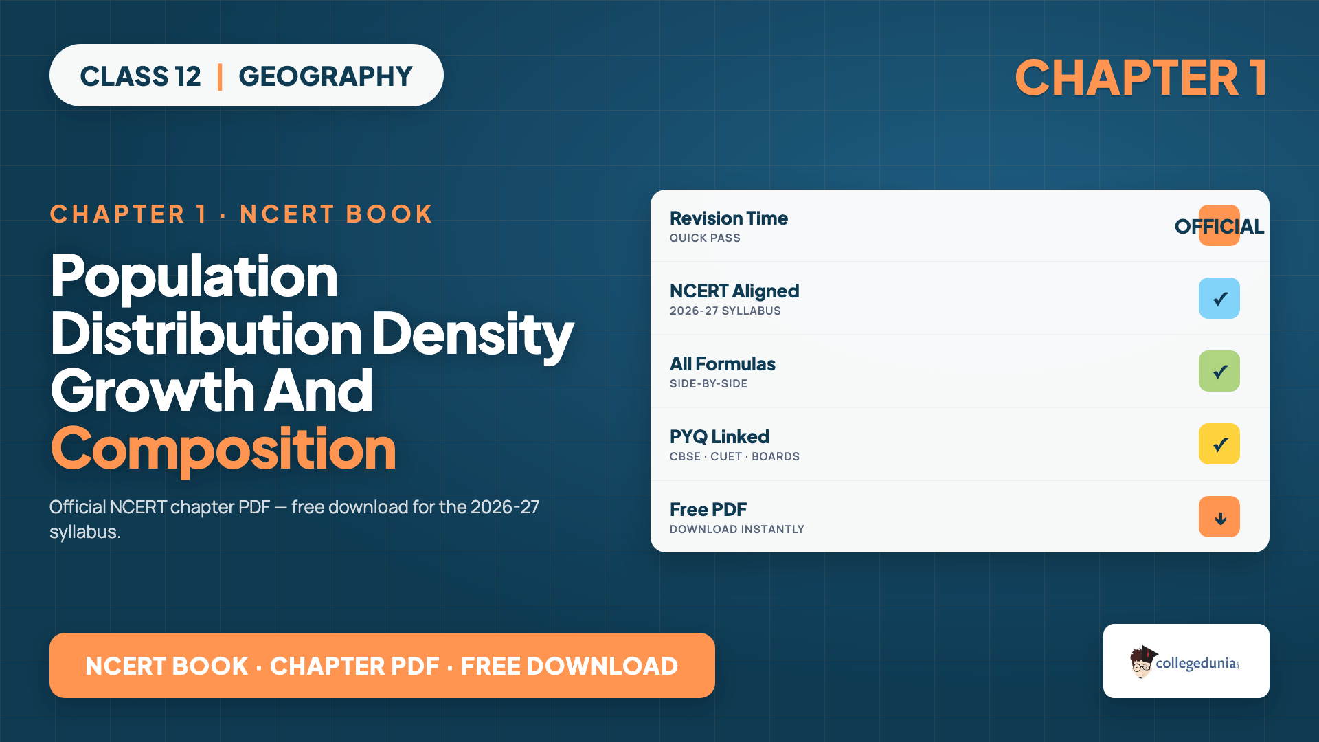 Class 12 Geography Chapter 1 Population Distribution Density Growth and Composition NCERT Book PDF