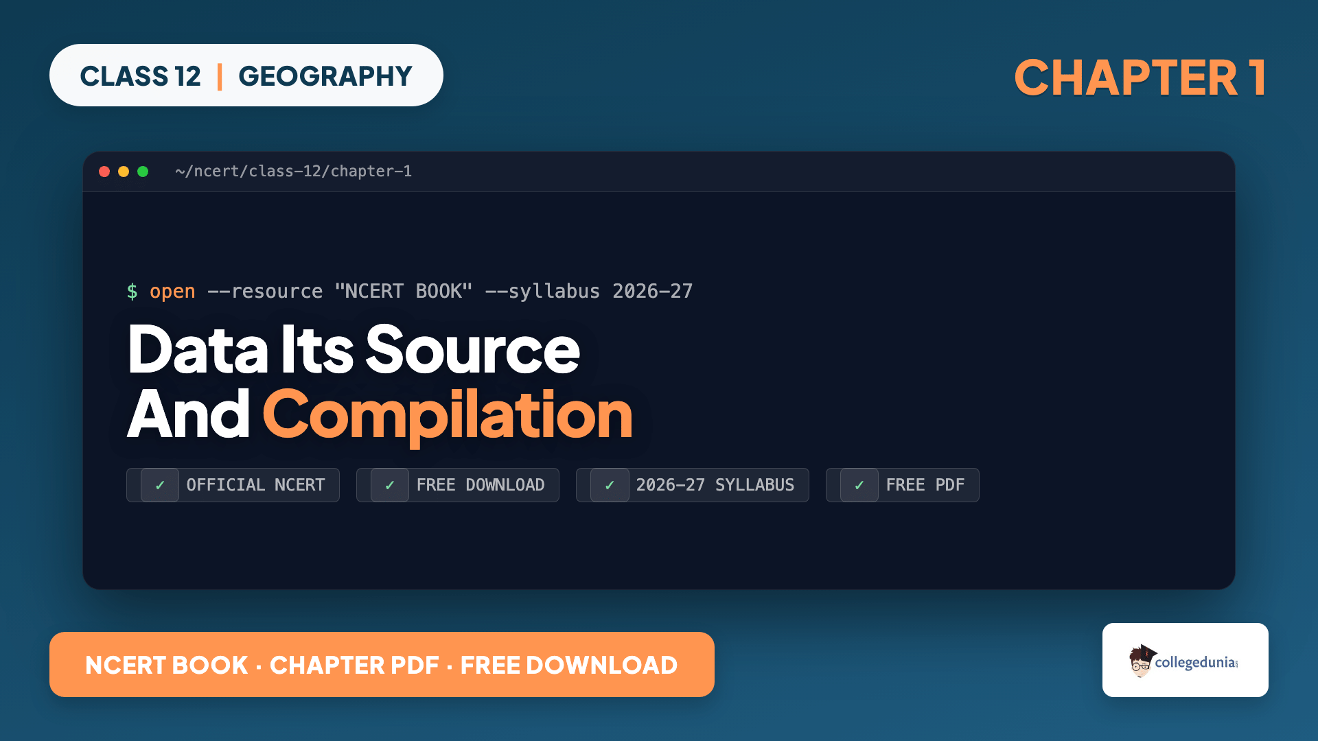 Class 12 Geography Chapter 1 Data Its Source and Compilation NCERT Book PDF