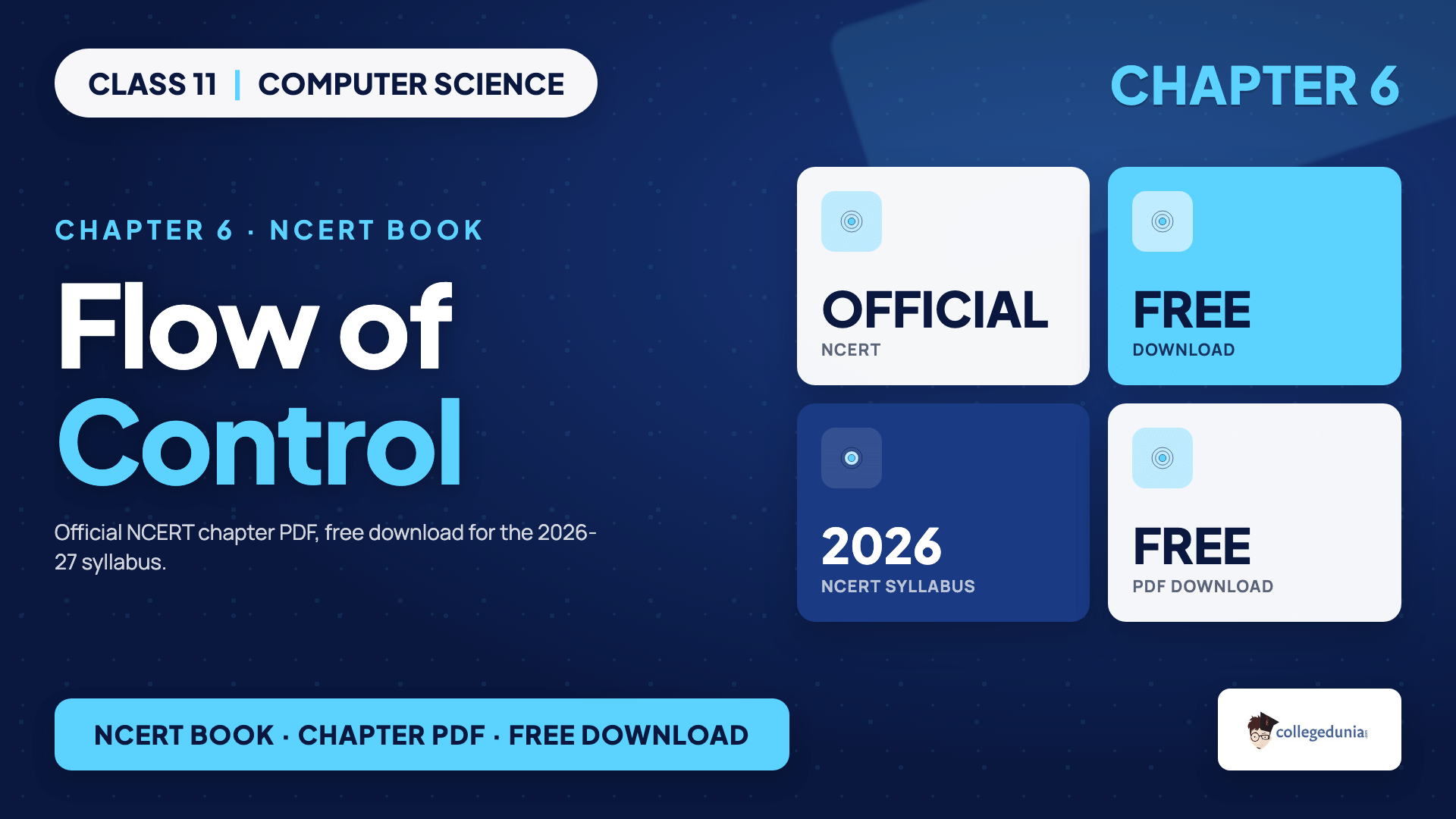 Class 11 Computer Science chapter 6 Flow of Control official NCERT book chapter PDF free download card for the 2026-27 syllabus