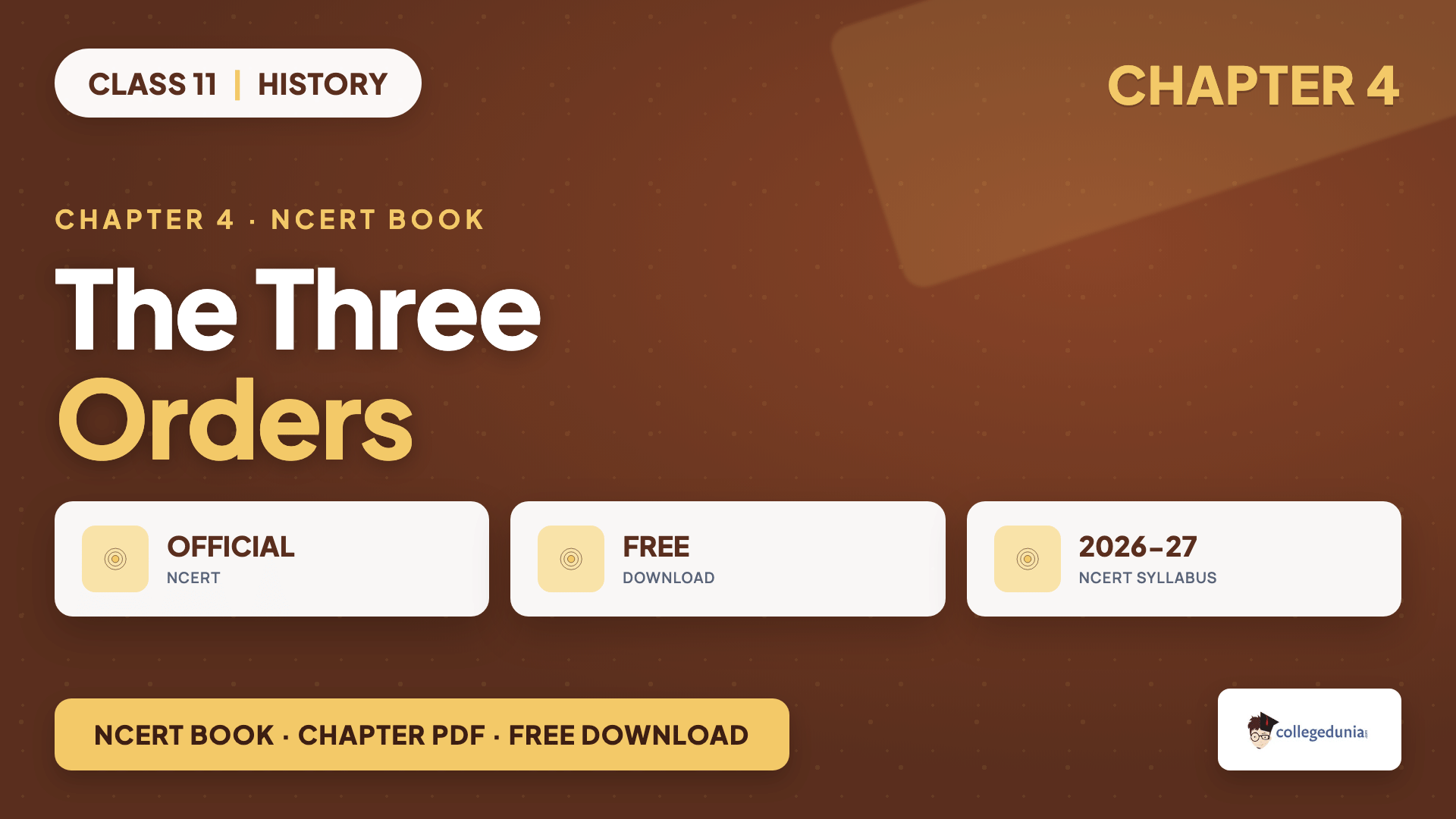 Class 11 History chapter 4 The Three Orders official NCERT book chapter PDF free download card for the 2026-27 syllabus