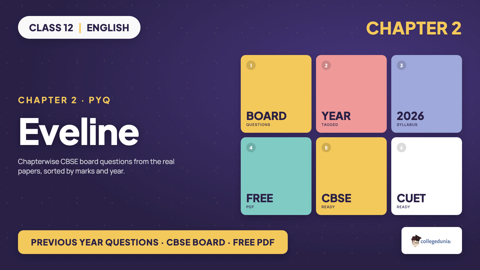 Eveline Class 12 English Elective previous year questions PDF, Kaleidoscope Chapter 2, free download