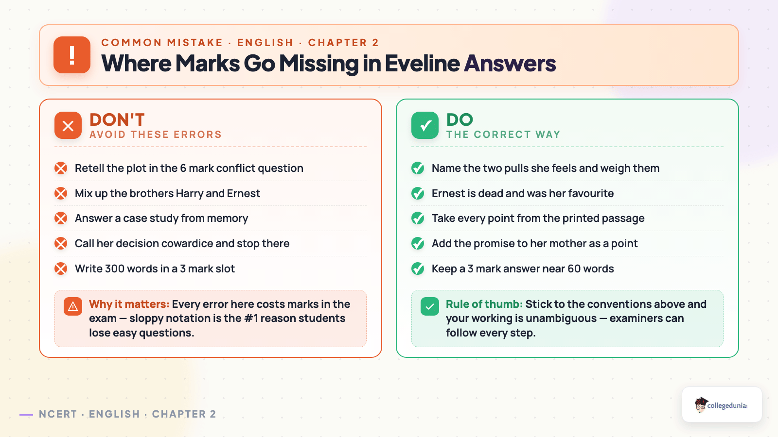 Where marks go missing in Eveline answers, five common mistakes and the correct approach for each