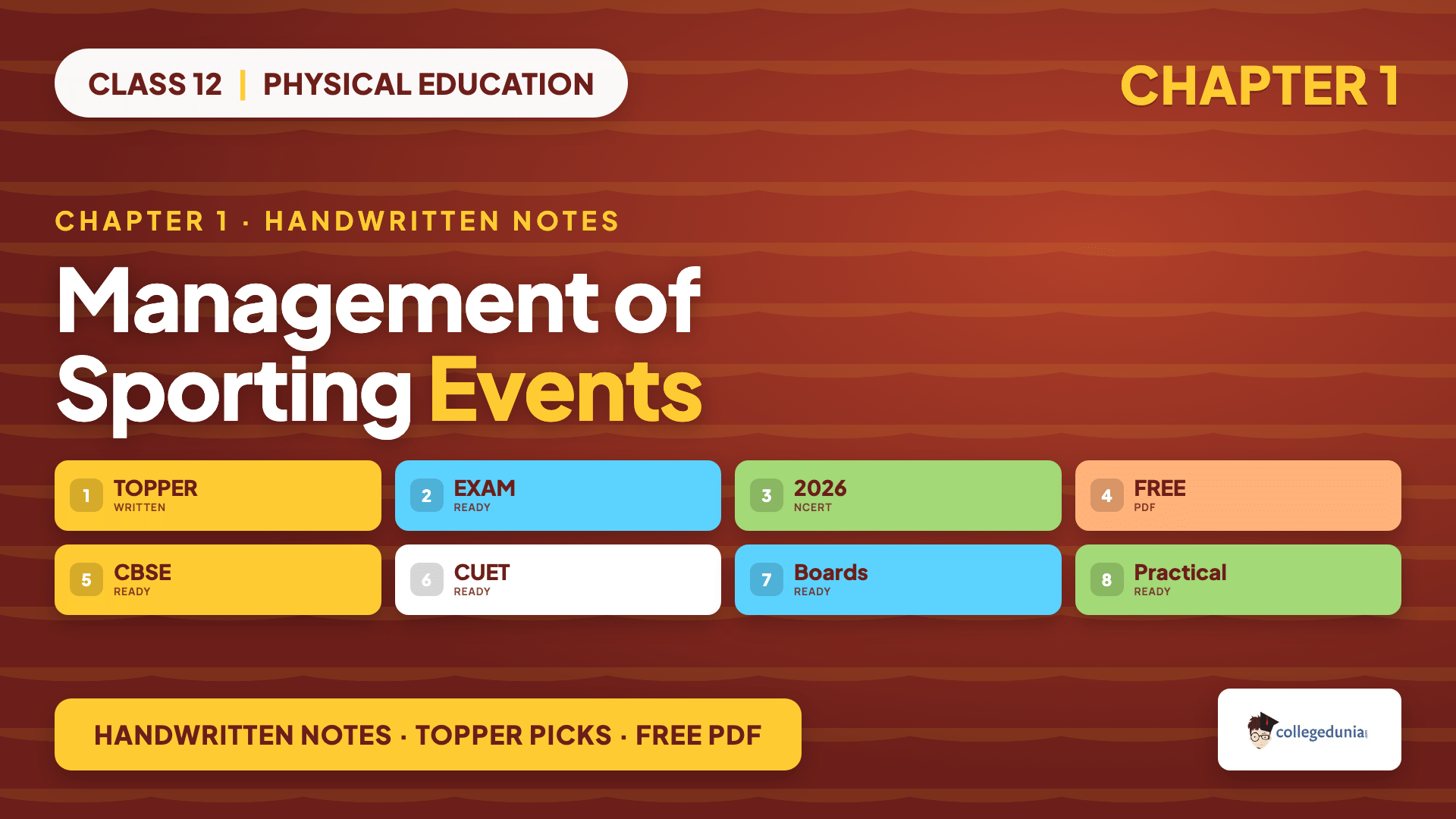 NCERT Class 12 Physical Education Chapter 1 Management of Sporting Events Handwritten Notes PDF