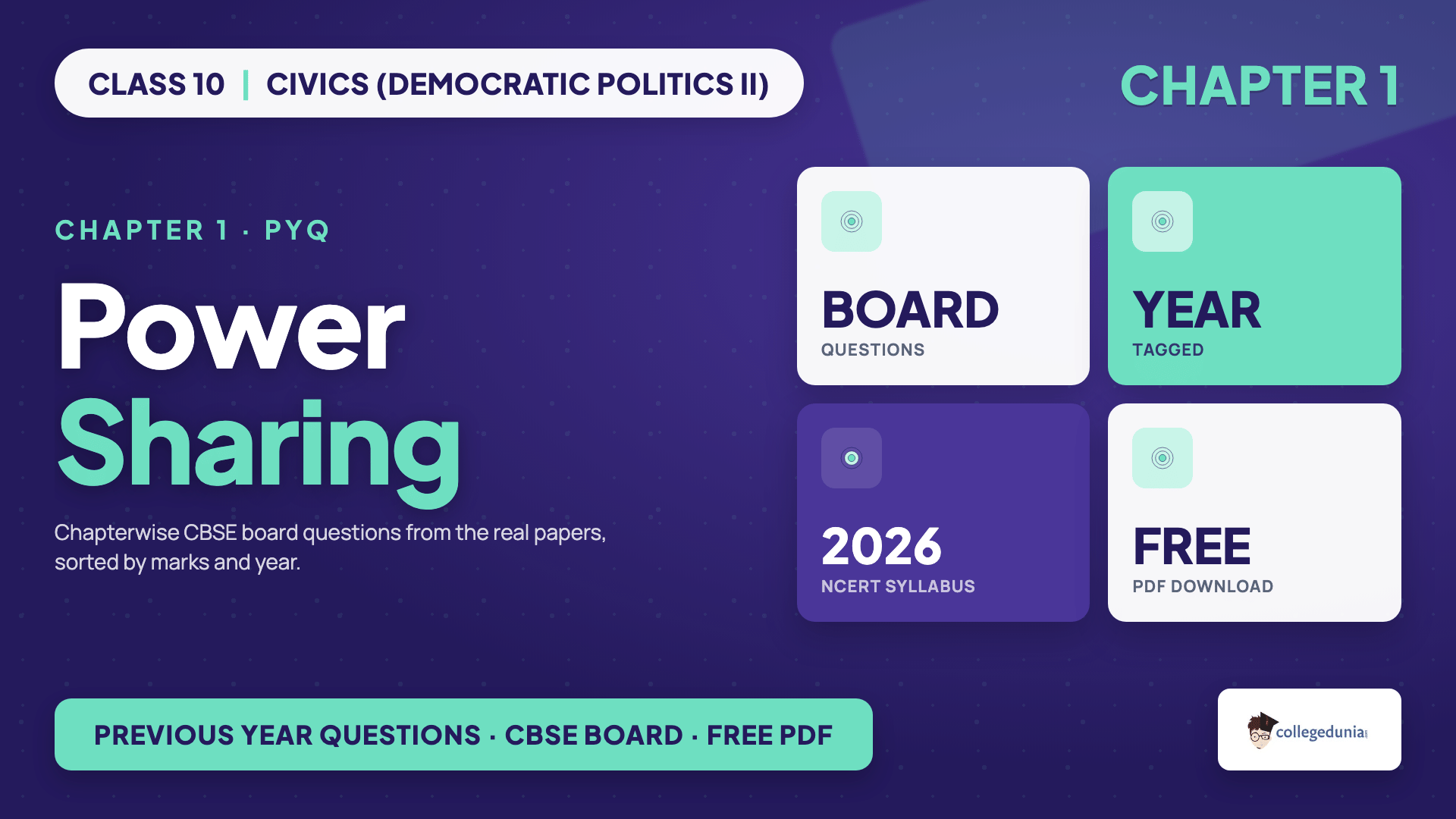 Class 10 Civics Democratic Politics II Chapter 1 Power Sharing previous year questions PDF