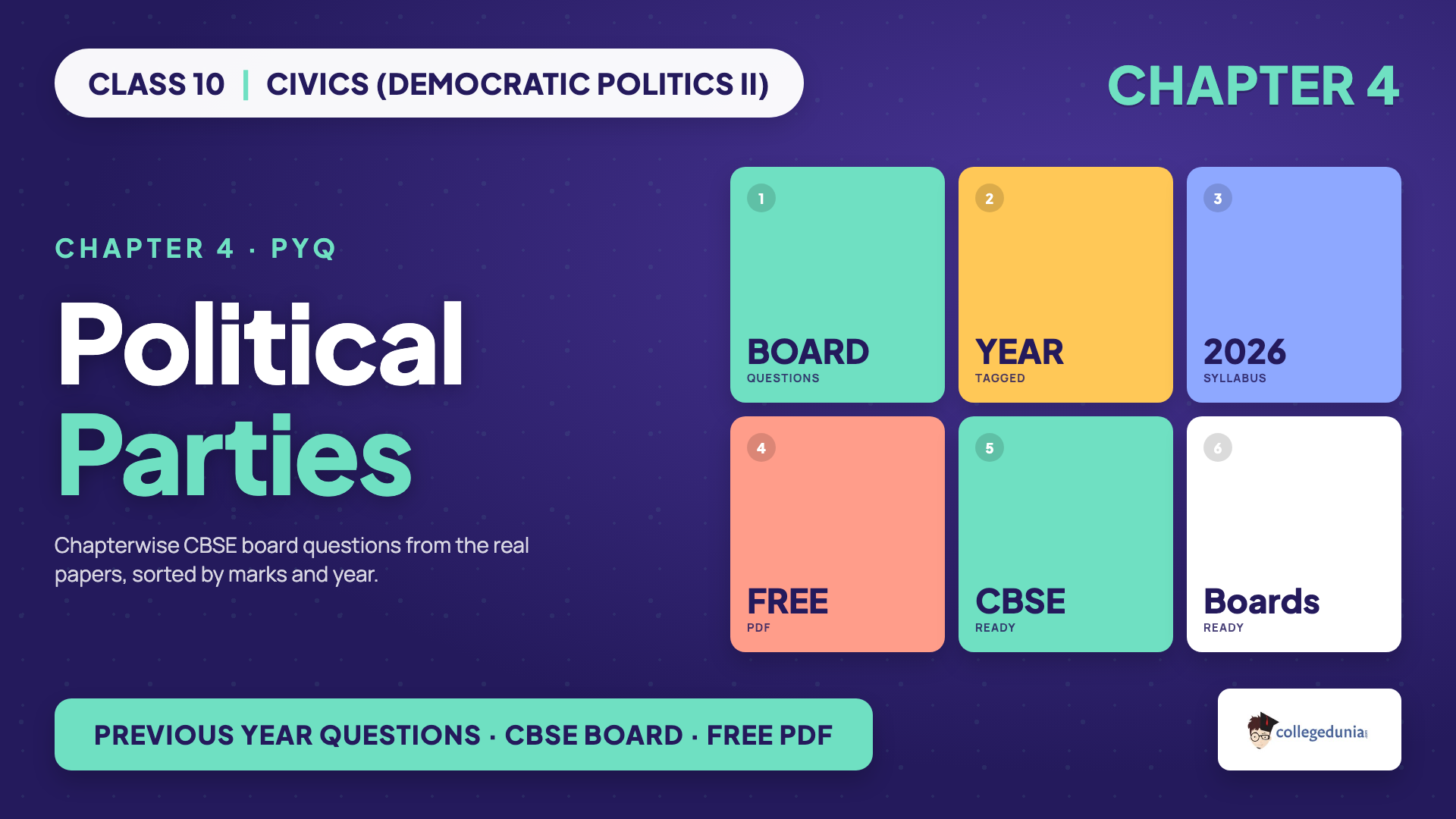 Class 10 Civics Democratic Politics II Chapter 4 Political Parties previous year questions, free CBSE board question PDF