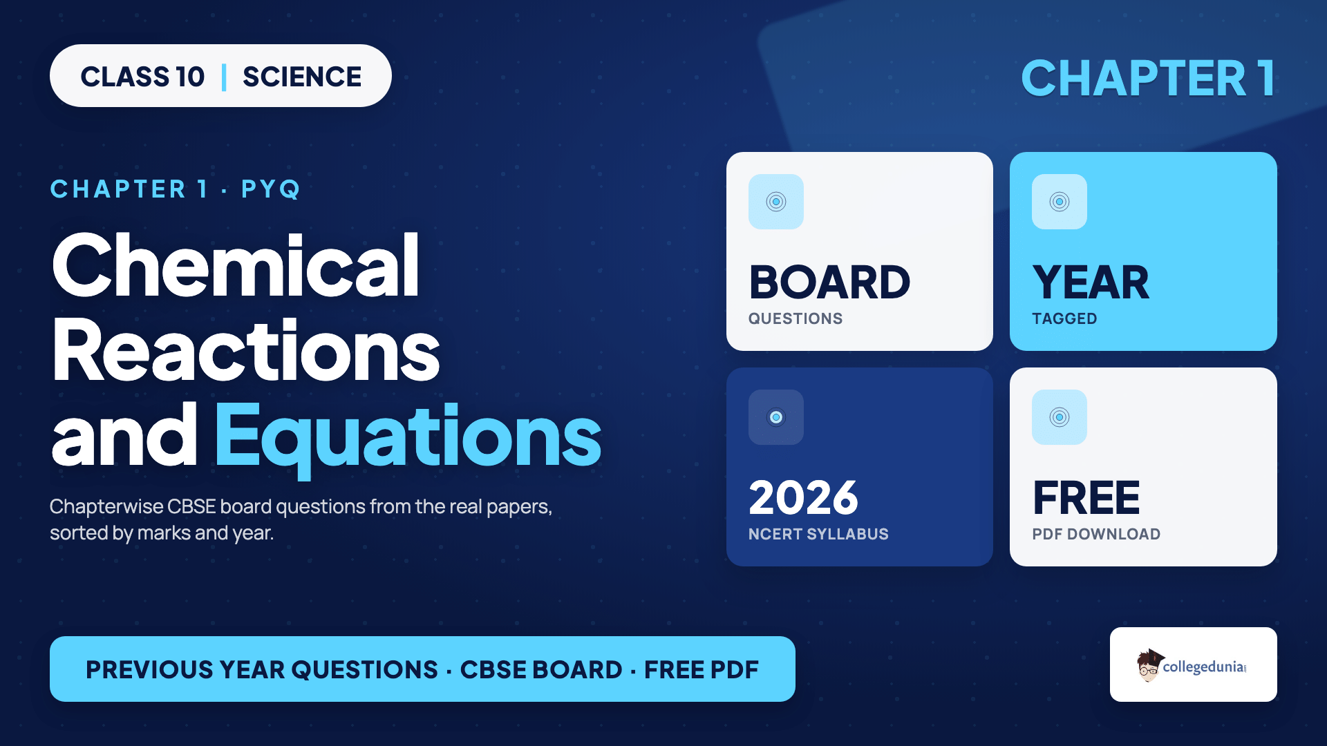 Class 10 Science Chapter 1 Chemical Reactions and Equations previous year questions, free CBSE board question PDF