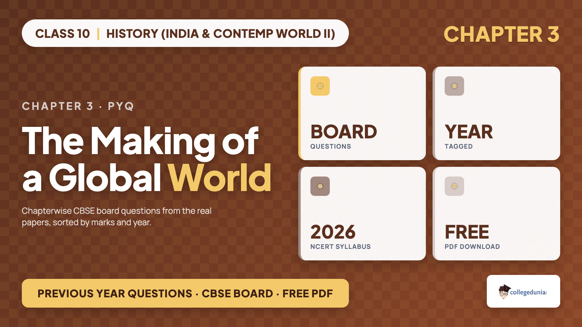 Class 10 History Chapter 3 The Making of a Global World previous year questions PDF, 10 CBSE board questions free download
