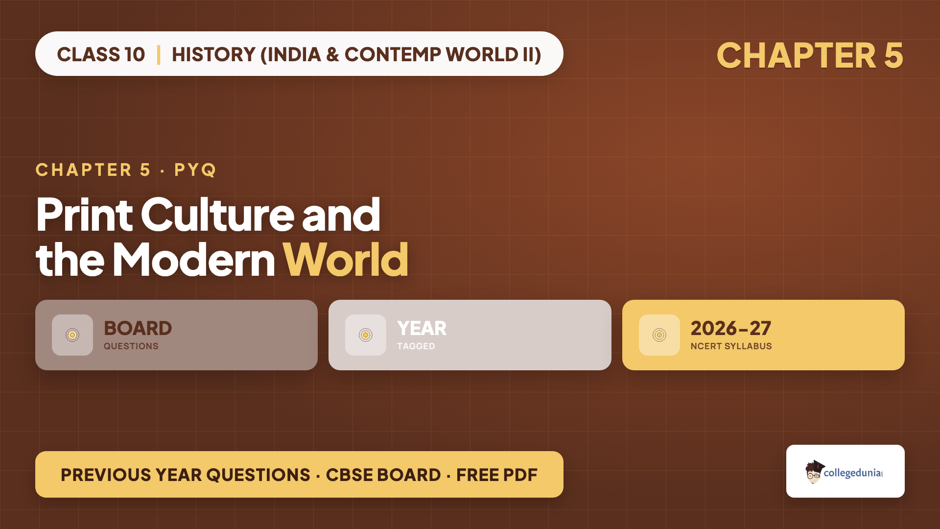 Class 10 History Chapter 5 Print Culture and the Modern World previous year questions PDF, CBSE board questions with year and set code
