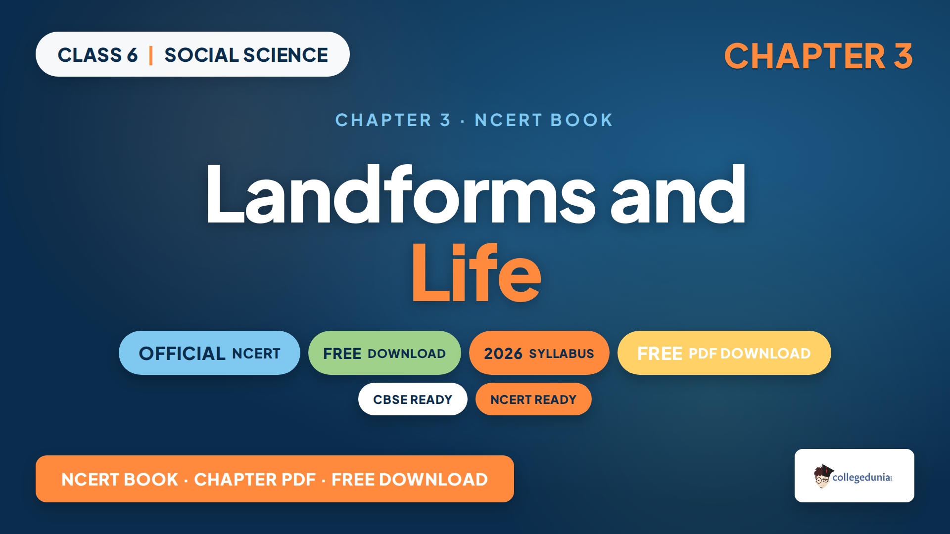 NCERT Class 6 Social Science Chapter 3 Landforms and Life book PDF free download for 2026-27
